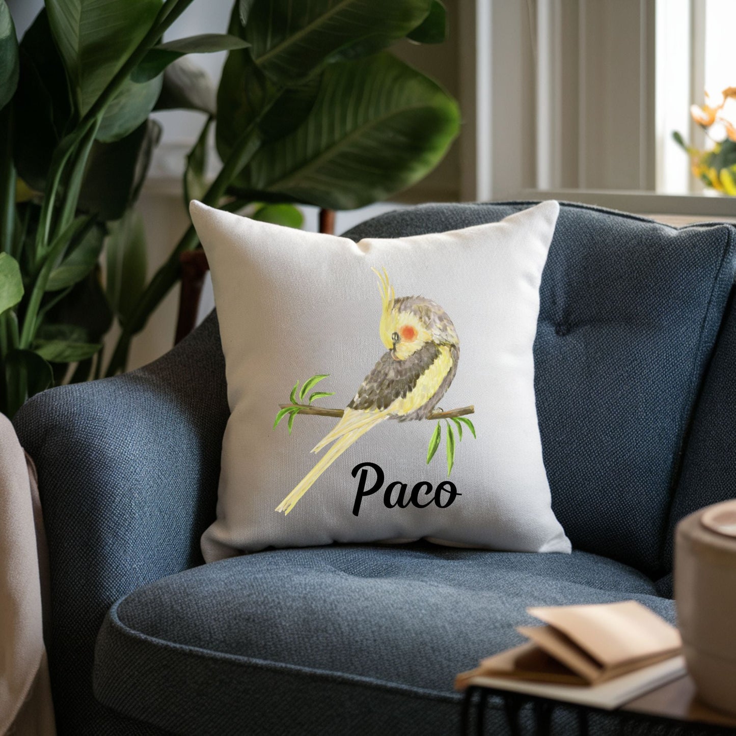 Charming Cockatiel Pillow - Nature Inspired Home Decor - MerikaArt