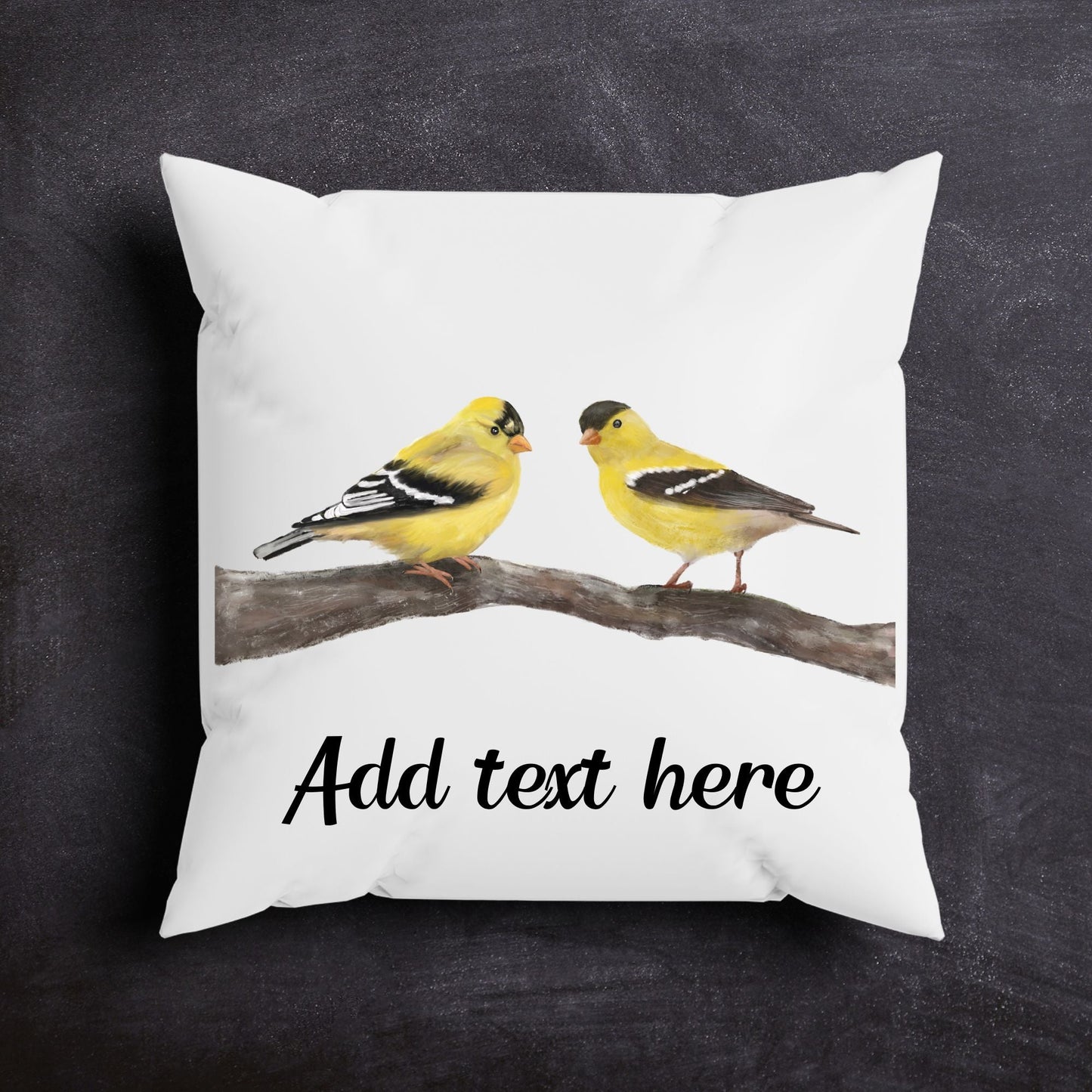 Charming Goldfinches Pillow - Nature Inspired Home Decor - MerikaArt