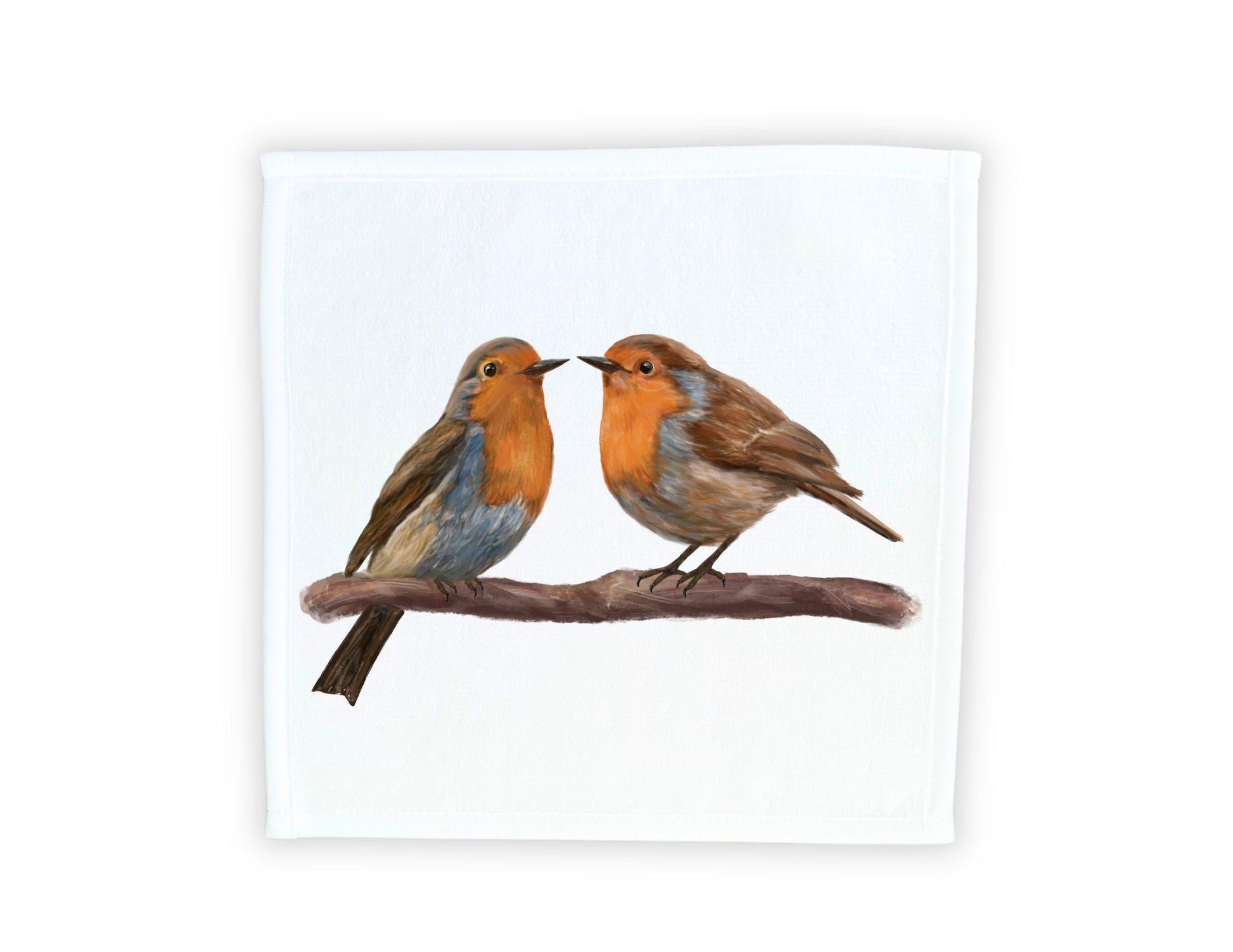 Charming Robins on Branch Washcloth - MerikaArt