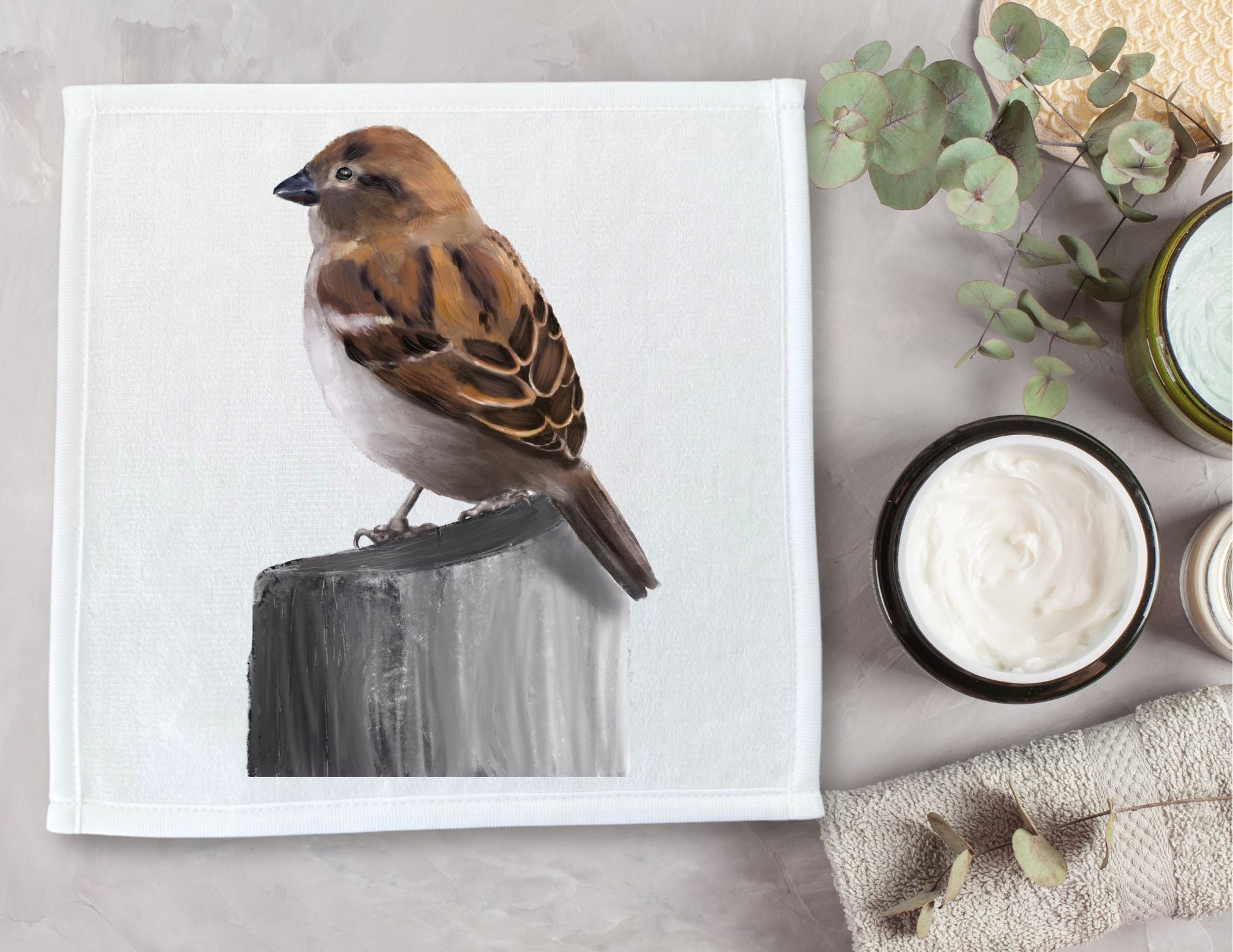 Charming Sparrow Washcloth – A Nature Lover's Favorite - MerikaArt