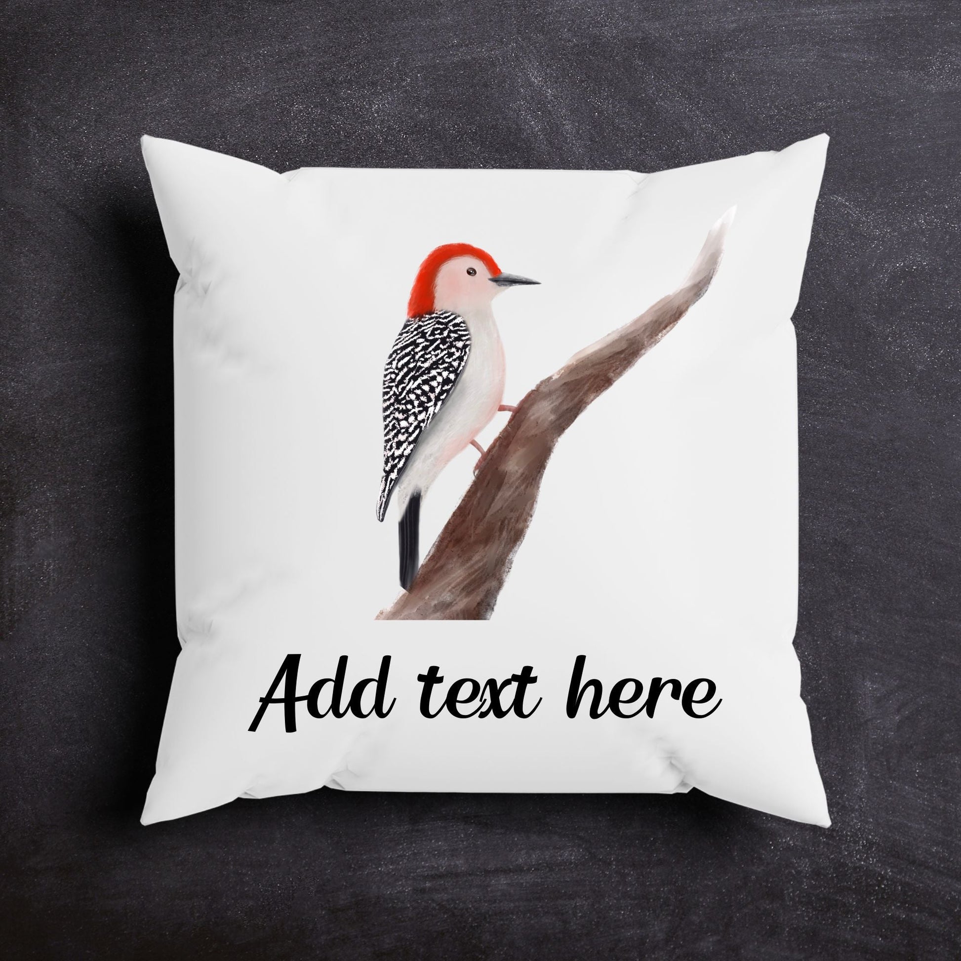 Charming Woodpecker Pillow - Nature Inspired Home Decor - MerikaArt