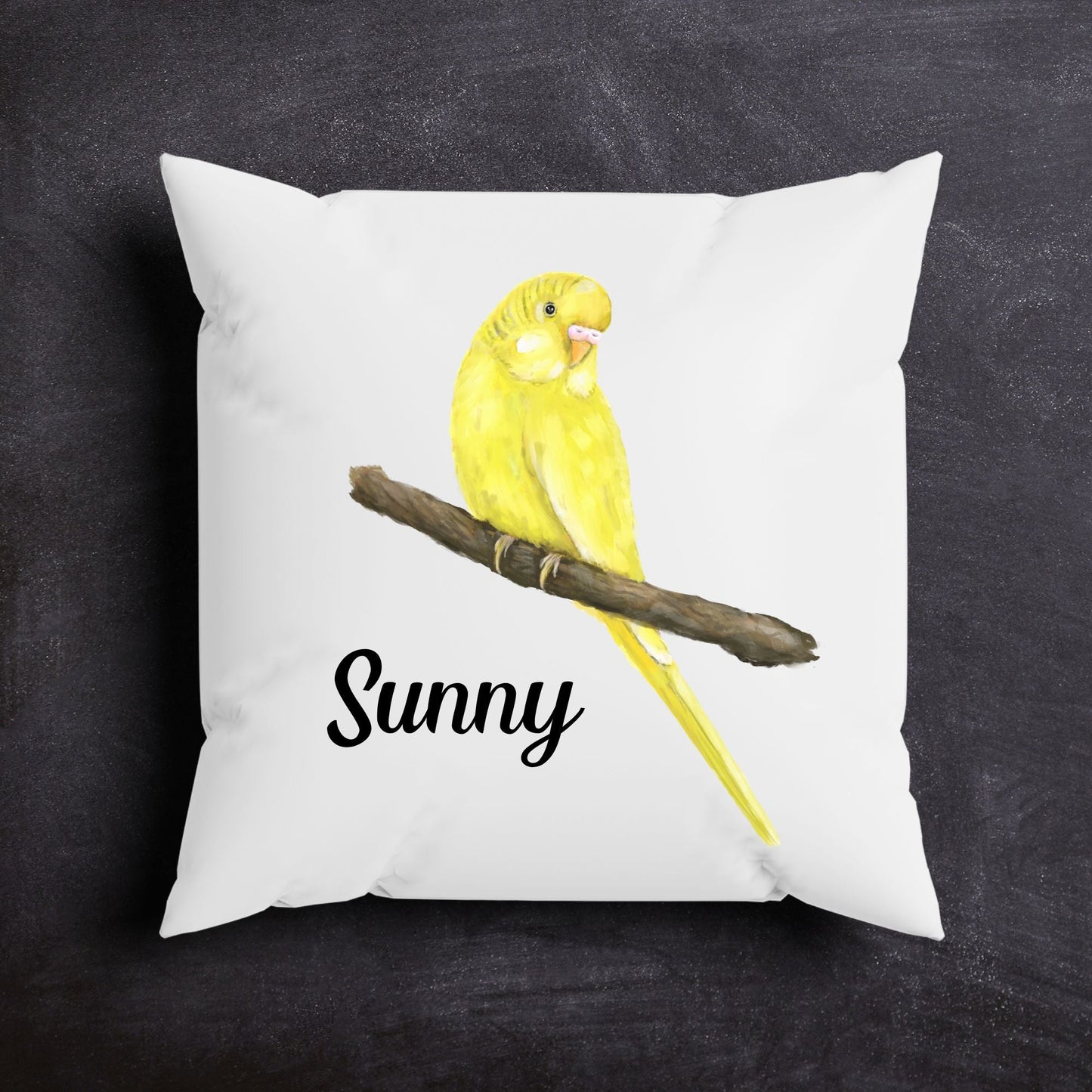 Charming Yellow Budgerigar Pillow - Nature Inspired Home Decor - MerikaArt