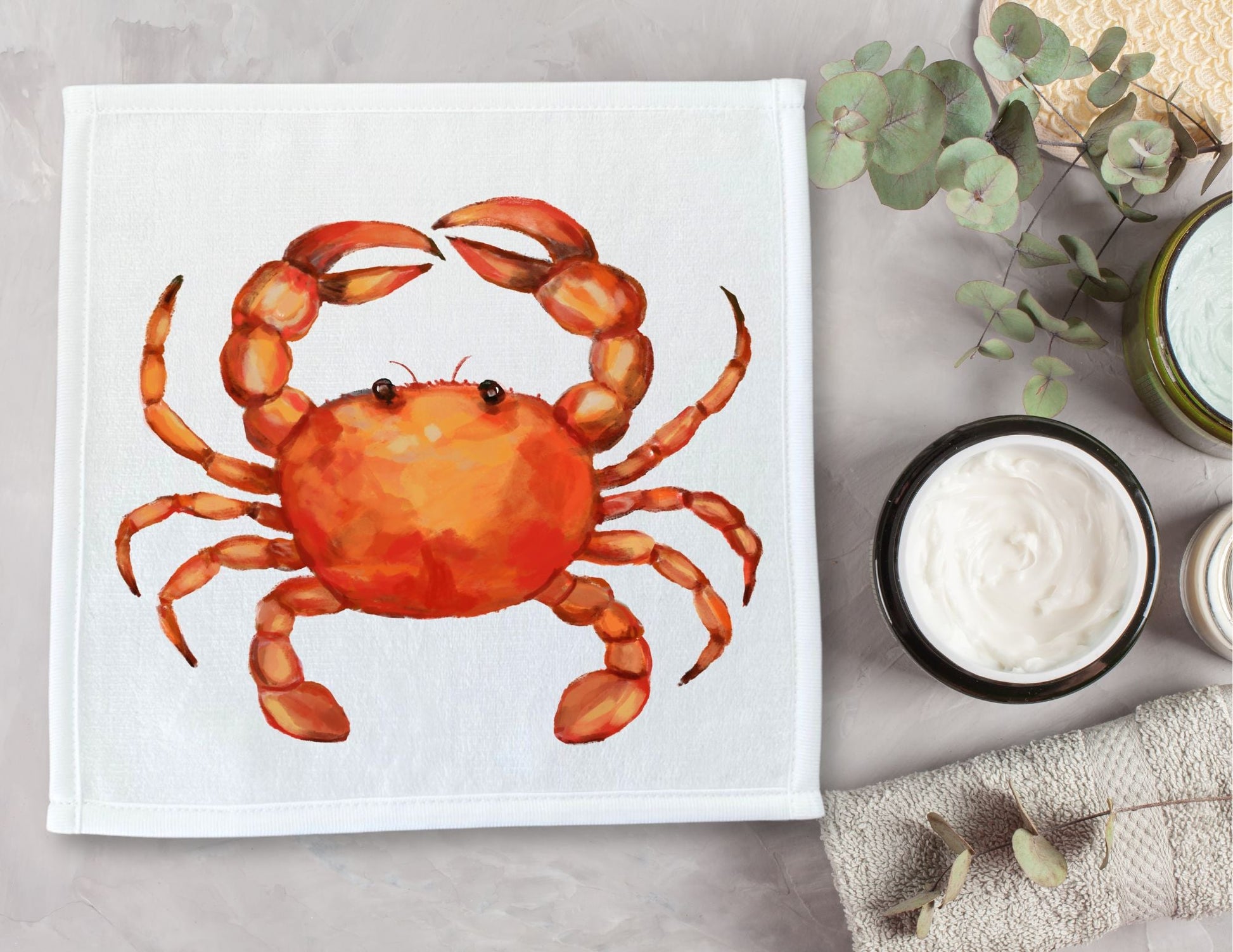 Cheerful Crab Washcloth - MerikaArt