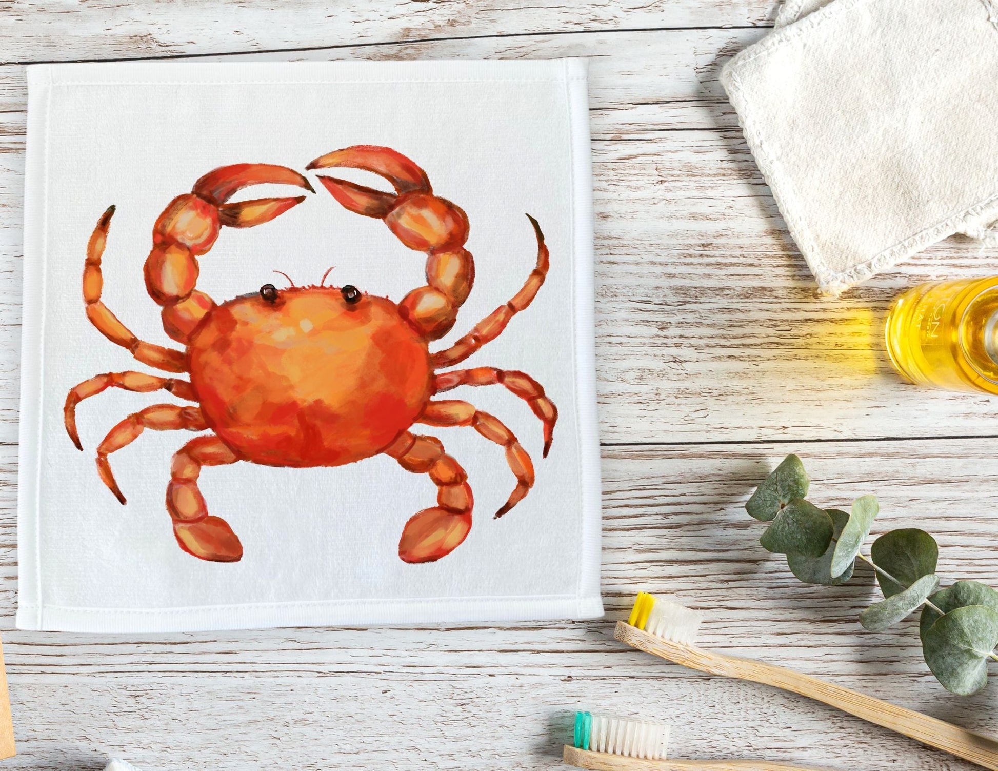 Cheerful Crab Washcloth - MerikaArt