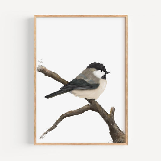 Chickadee Art Print – Elegant Nature - Inspired Bird Decor - MerikaArt