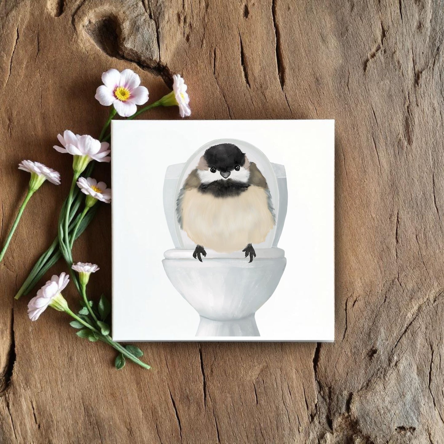 Chickadee Bathroom Ceramic Tile - MerikaArt