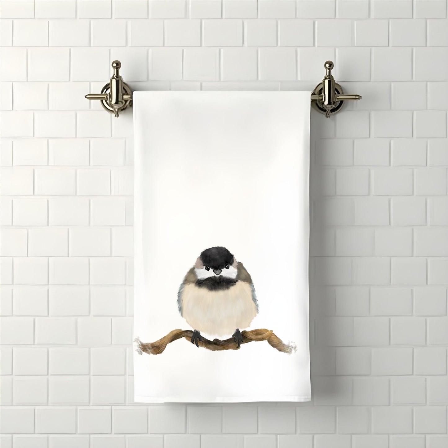 Chickadee Bathroom Towel - MerikaArt