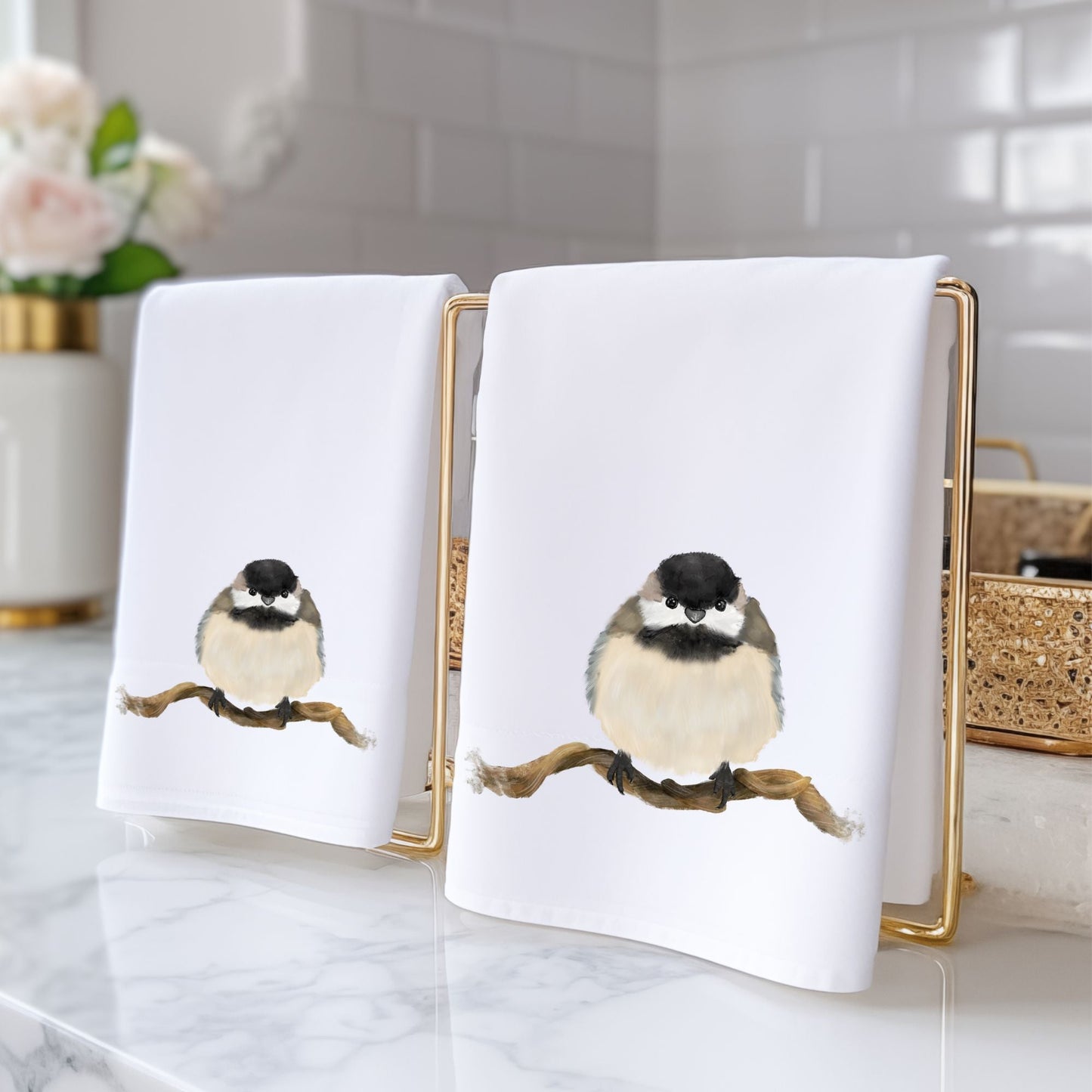 Chickadee Bathroom Towel - MerikaArt