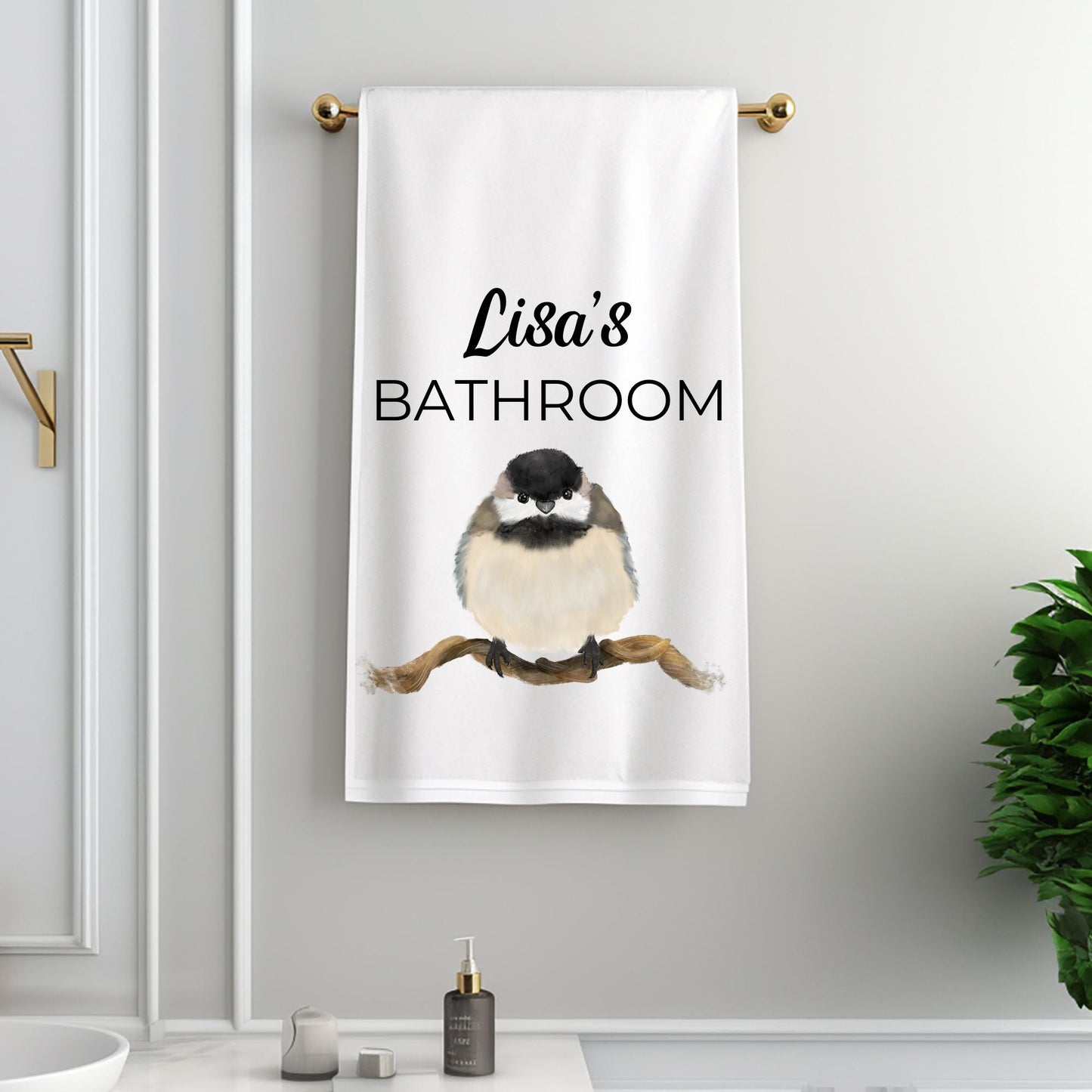 Chickadee Bathroom Towel - MerikaArt