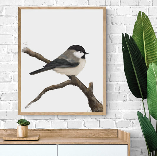 Chickadee Bird Art Print - MerikaArt