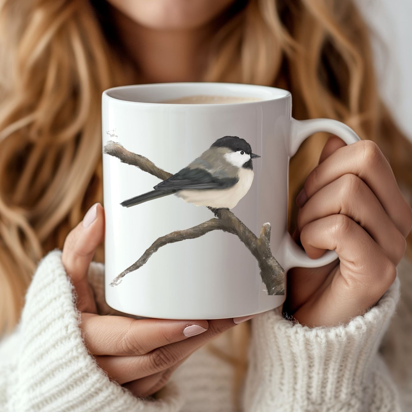 Chickadee Bird Mug - MerikaArt