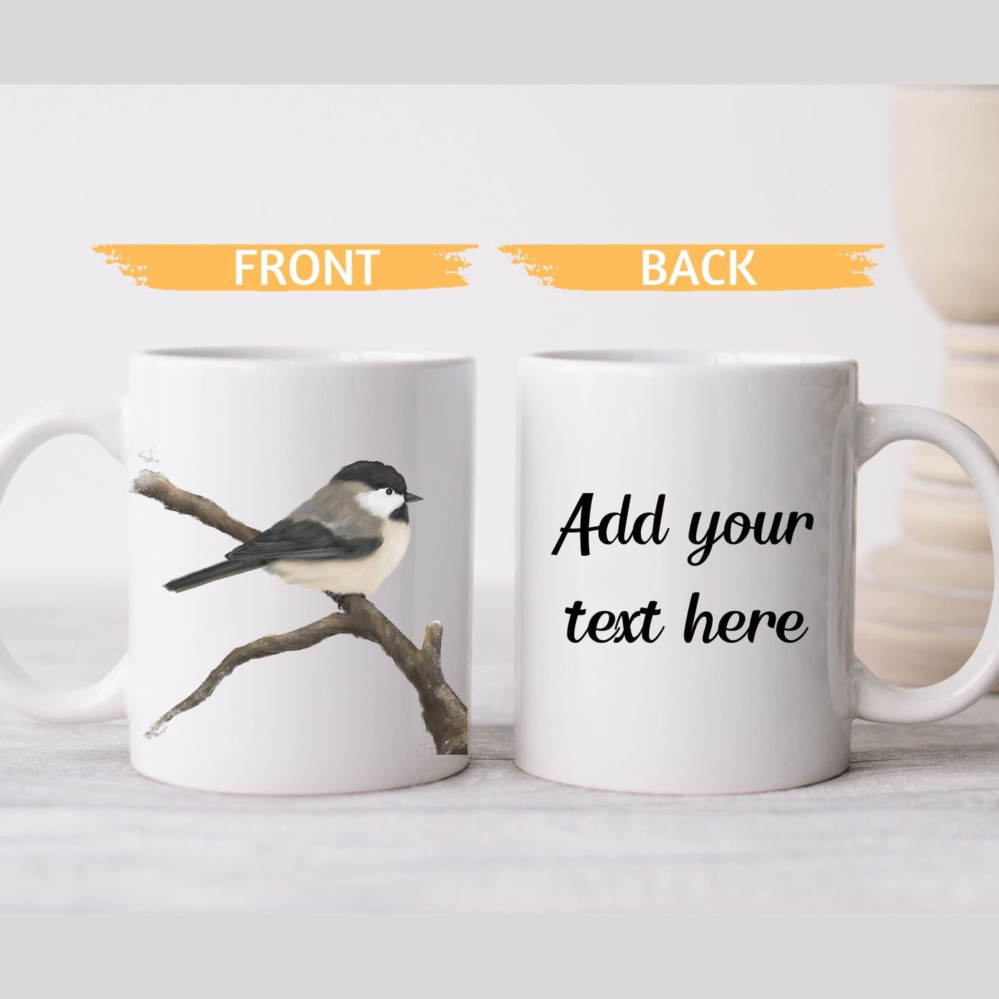 Chickadee Bird Mug - MerikaArt