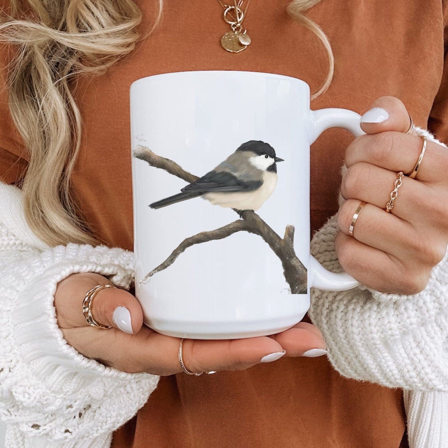 Chickadee Bird Mug - MerikaArt