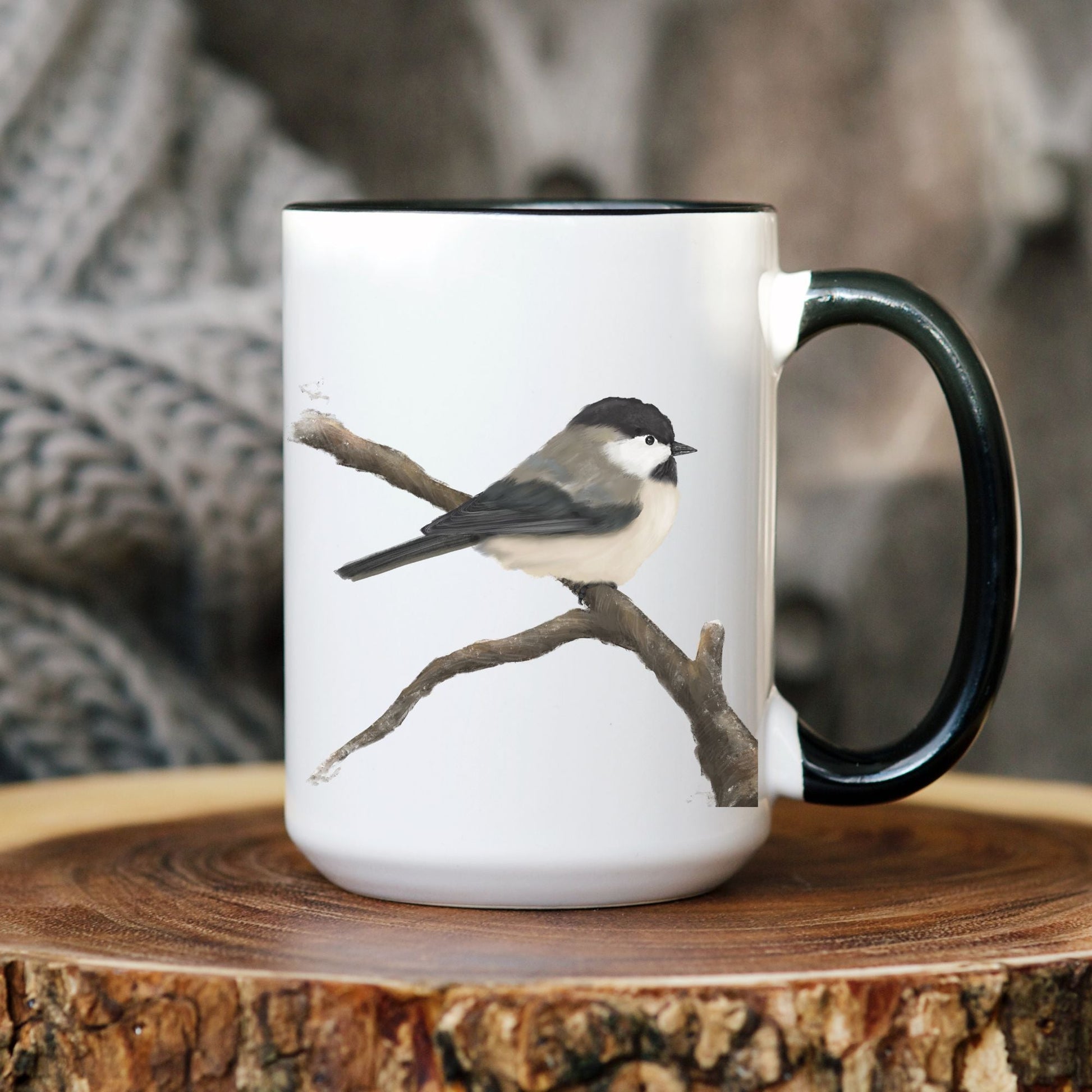 Chickadee Bird Mug - MerikaArt