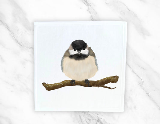 Chickadee Bird Washcloth - MerikaArt