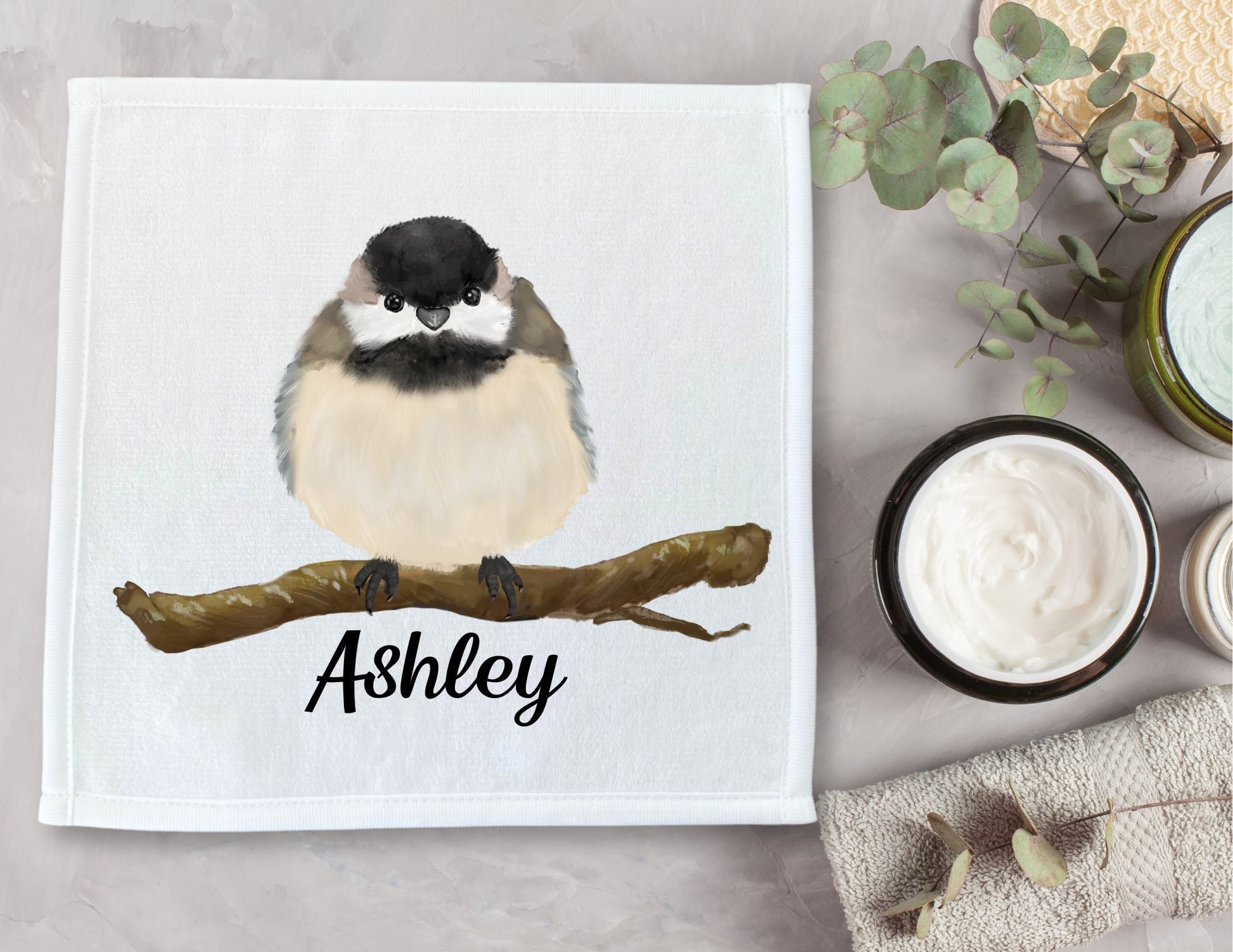 Chickadee Bird Washcloth - MerikaArt