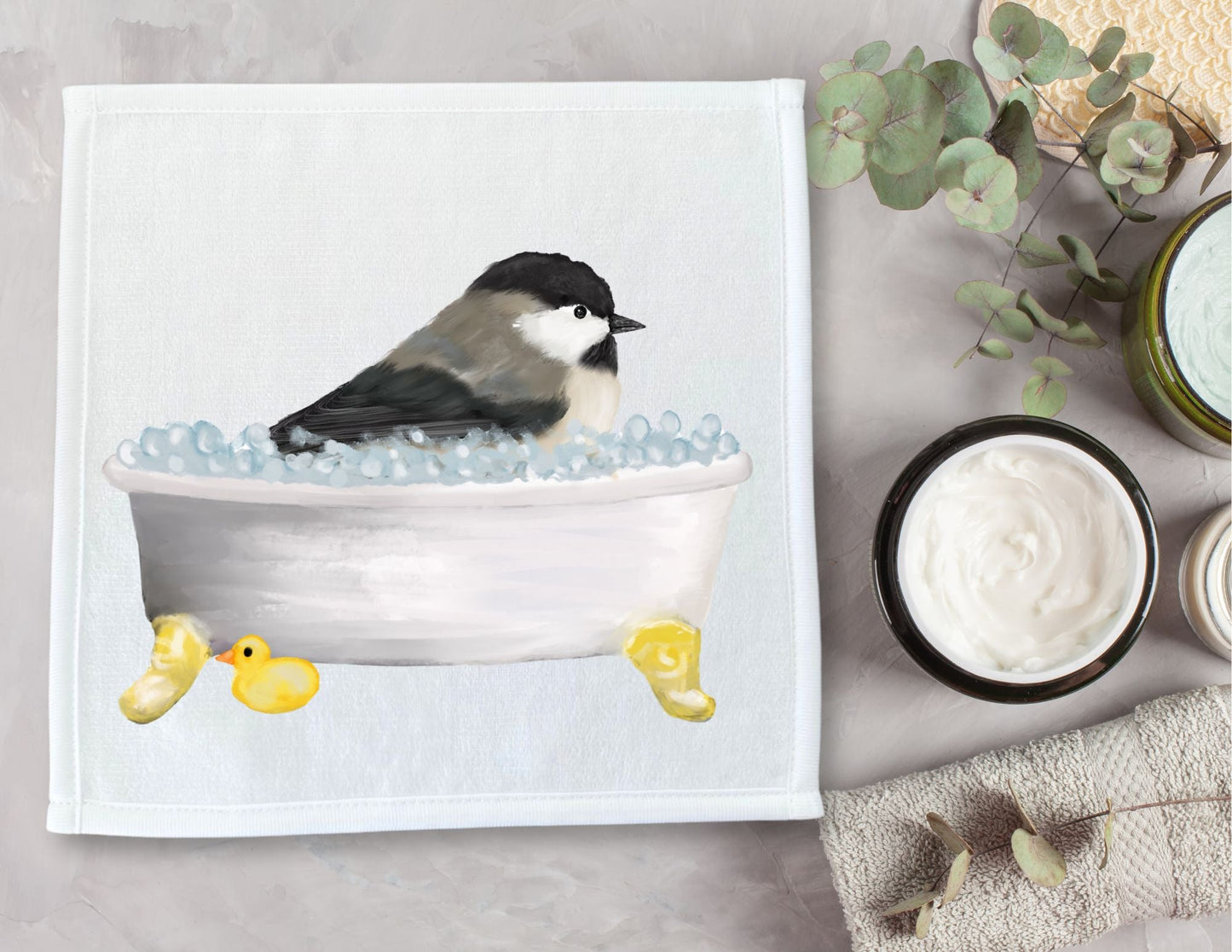 Chickadee Bubble Bath Washcloth – A Playful Gift for Bird Lovers - MerikaArt