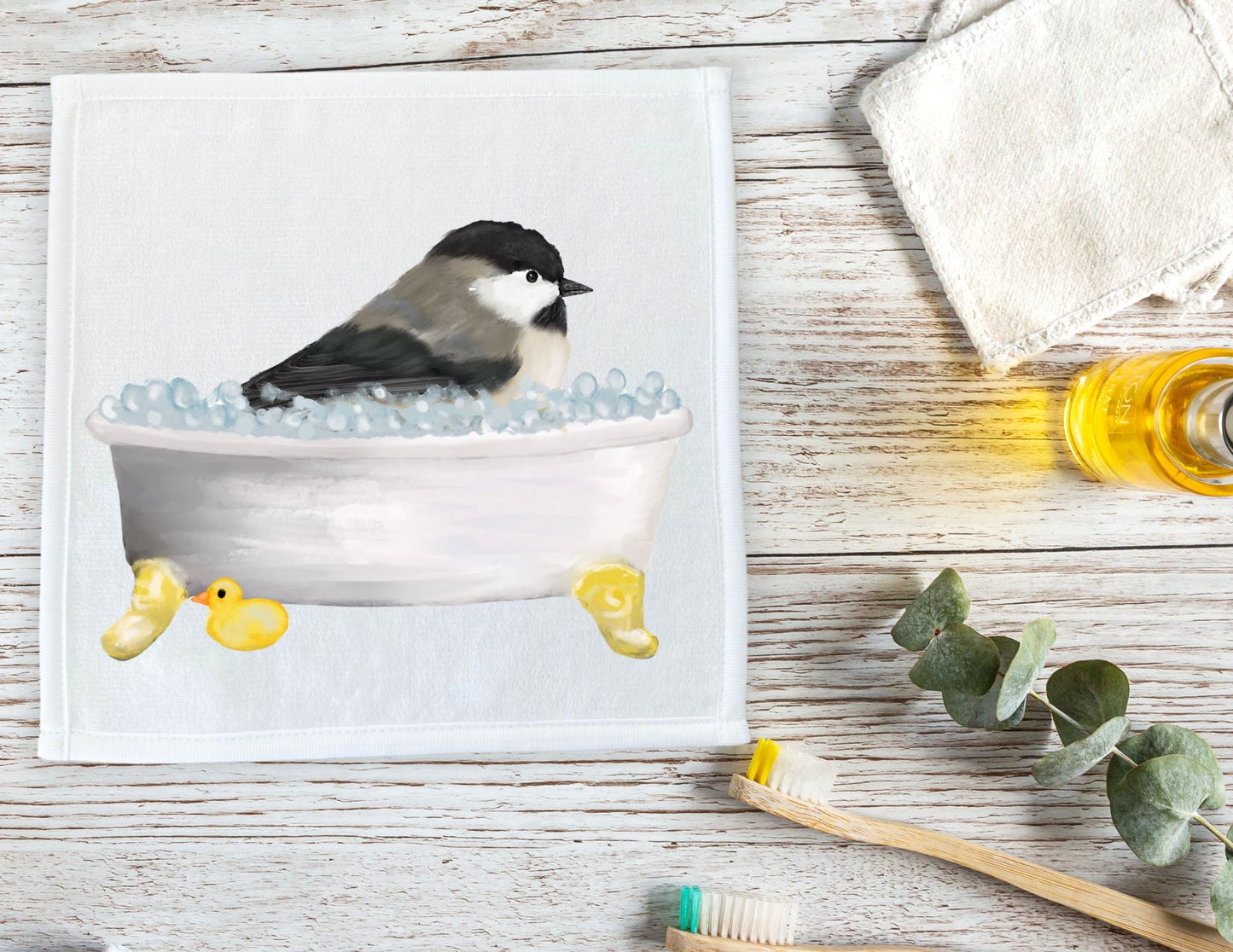 Chickadee Bubble Bath Washcloth – A Playful Gift for Bird Lovers - MerikaArt