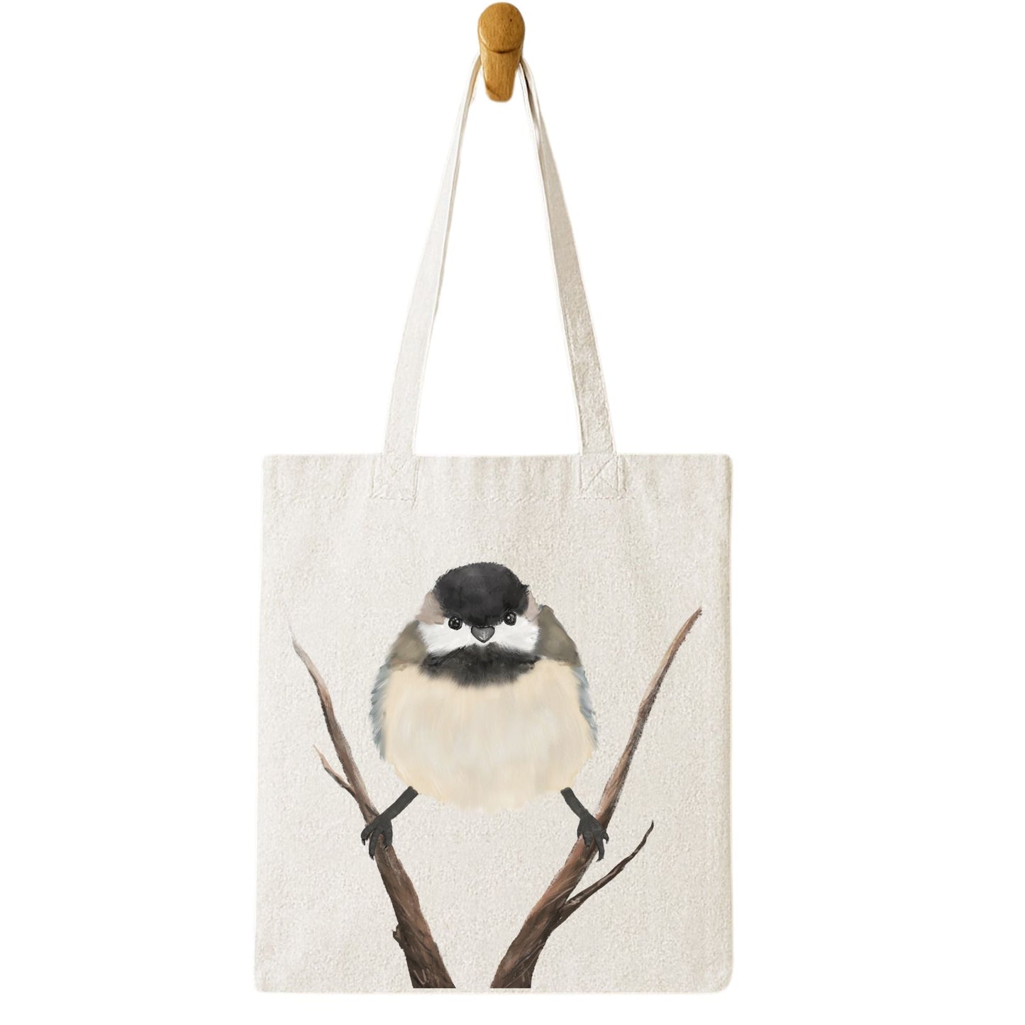 Chickadee Canvas Tote Bag - MerikaArt