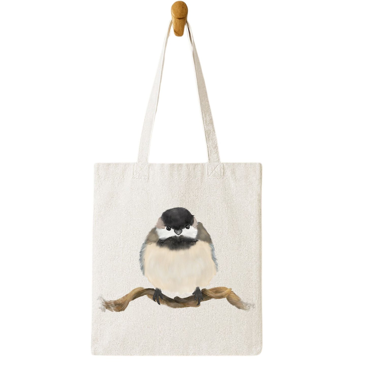 Chickadee Canvas Tote Bag - MerikaArt
