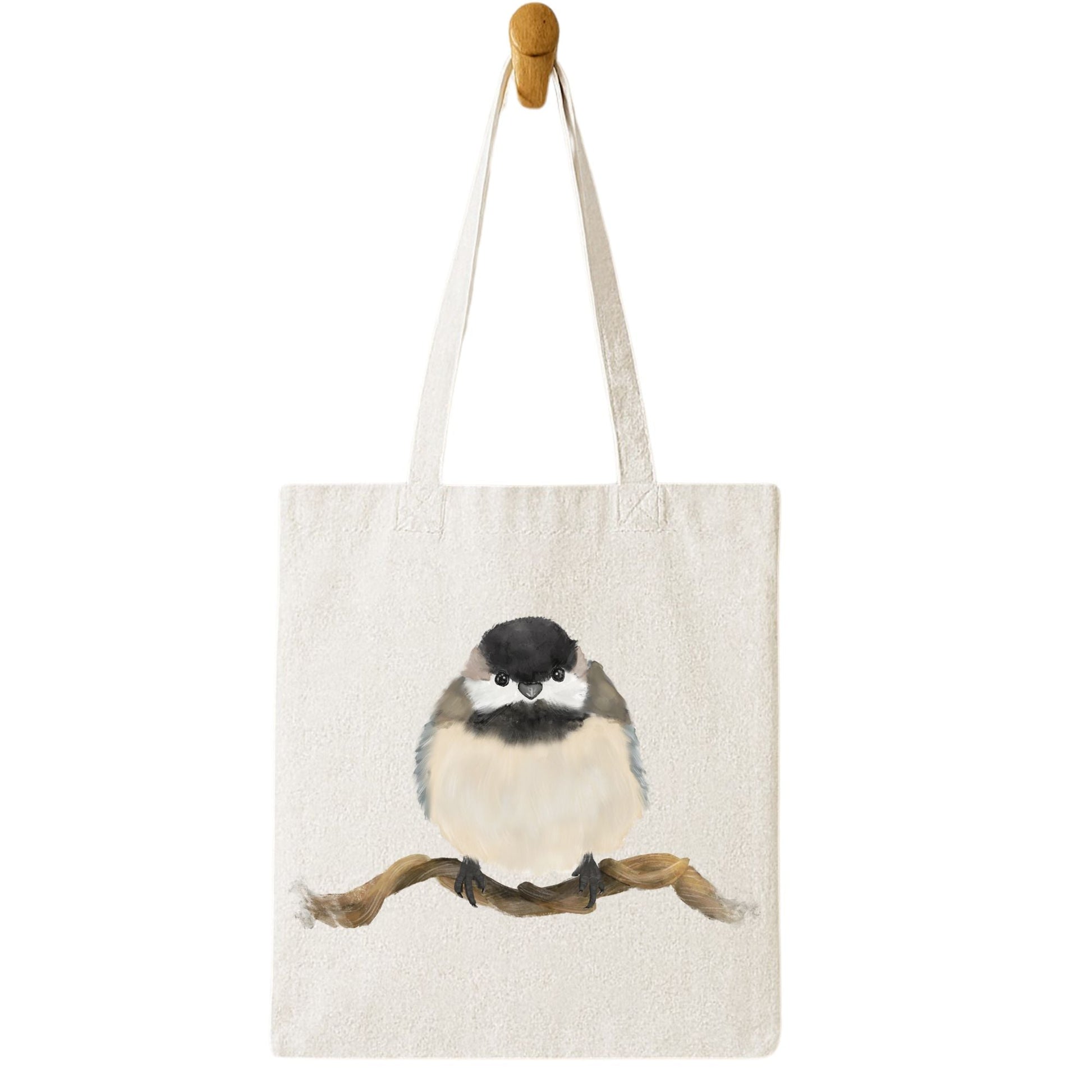Chickadee Canvas Tote Bag - MerikaArt