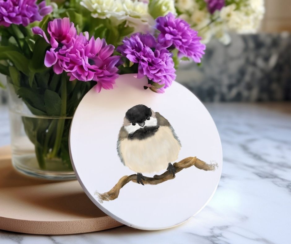 Chickadee Ceramic Coaster - MerikaArt