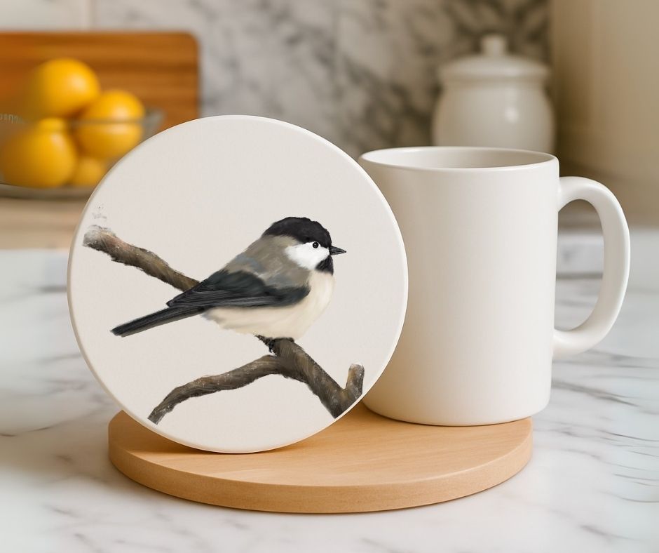 Chickadee Ceramic Coaster - MerikaArt