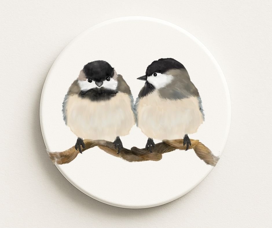 Chickadee Ceramic Coaster - MerikaArt
