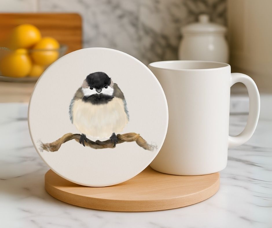 Chickadee Ceramic Coaster - MerikaArt