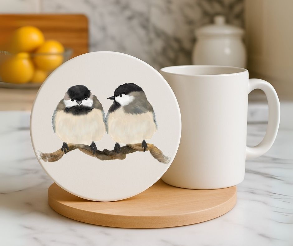 Chickadee Ceramic Coaster - MerikaArt