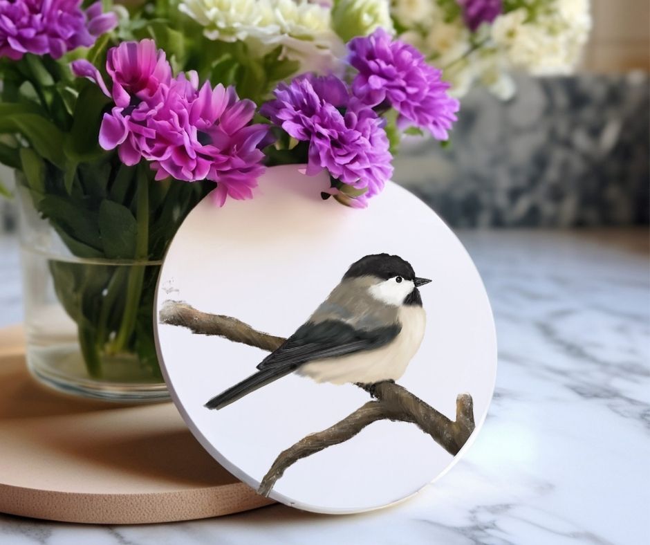 Chickadee Ceramic Coaster - MerikaArt