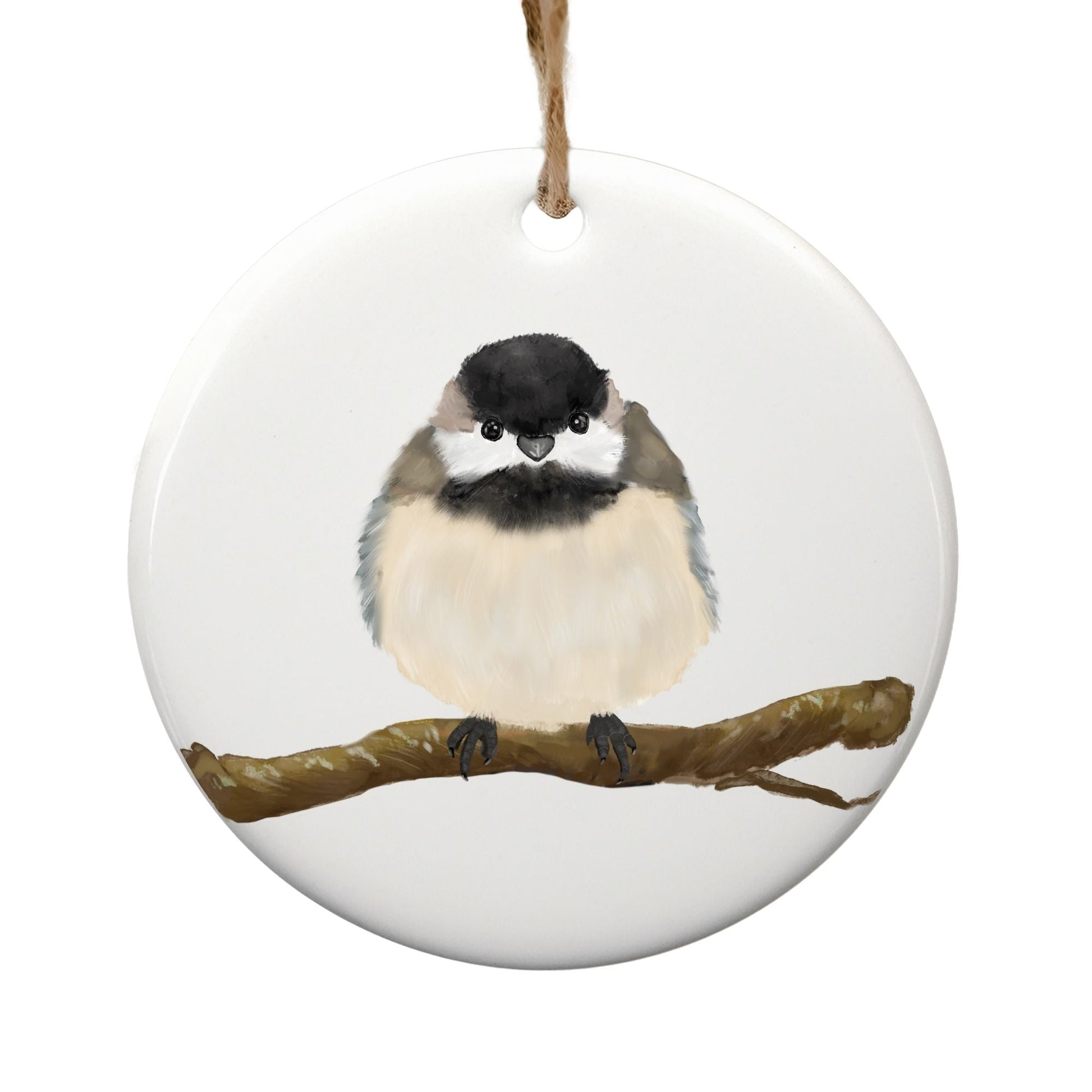 Chickadee Ceramic Ornament - MerikaArt