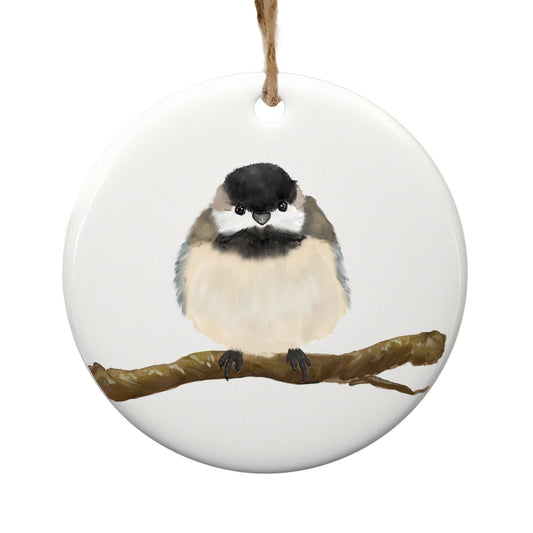 Chickadee Ceramic Ornament - MerikaArt
