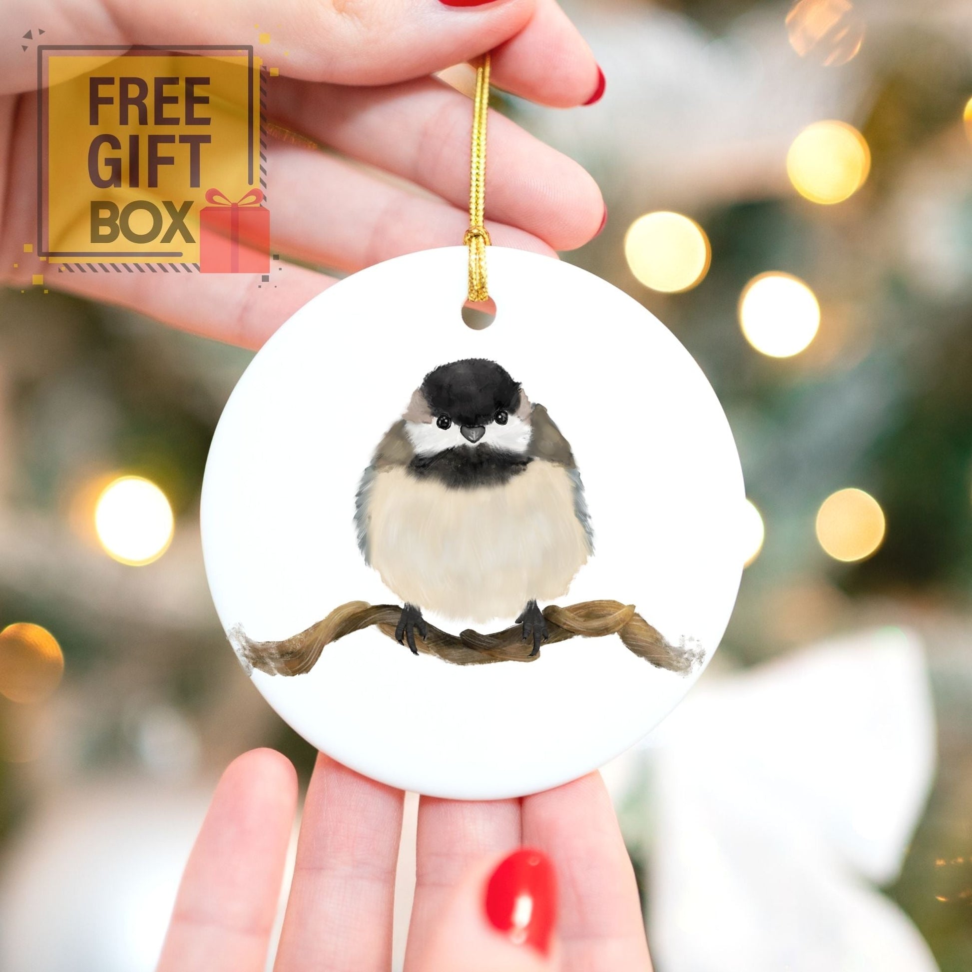 Chickadee Ceramic Ornament - MerikaArt