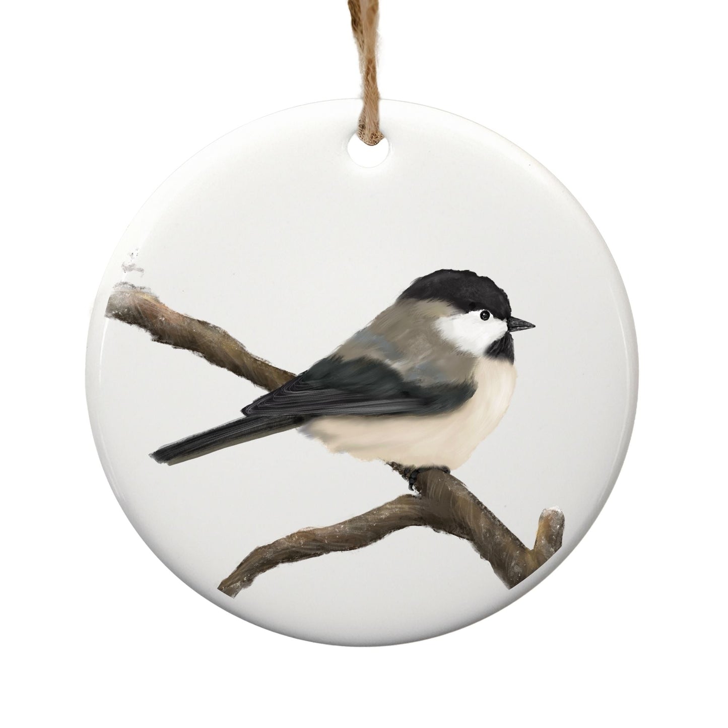 Chickadee Ceramic Ornament - MerikaArt