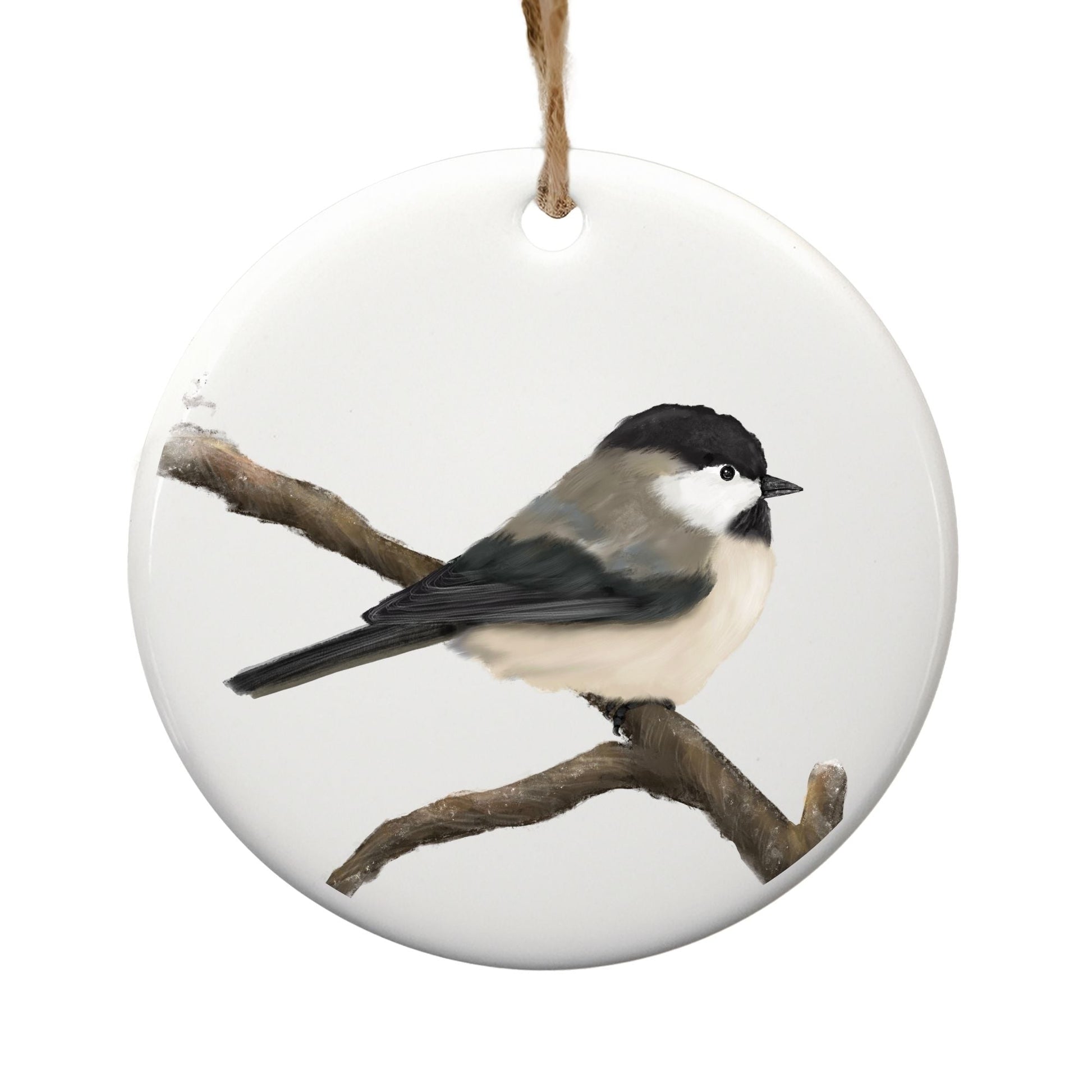 Chickadee Ceramic Ornament - MerikaArt