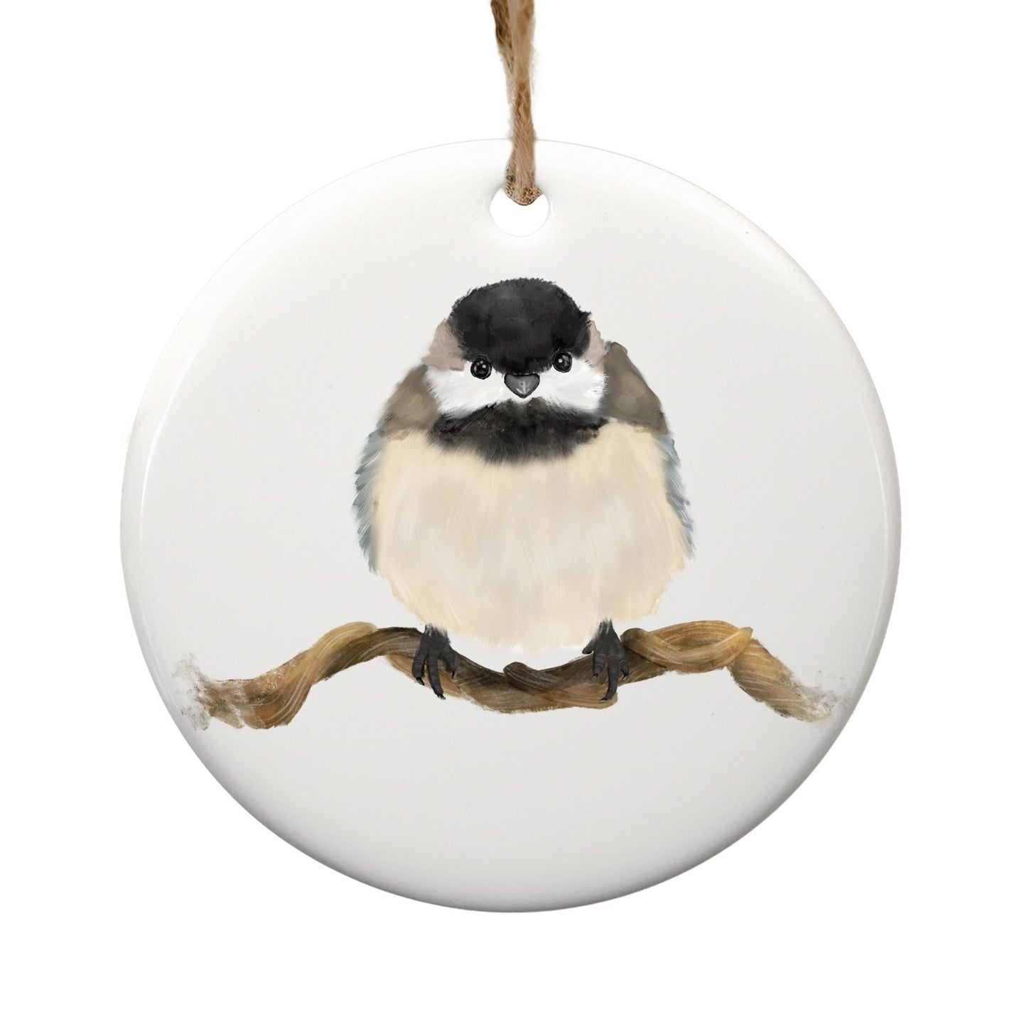Chickadee Ceramic Ornament - MerikaArt
