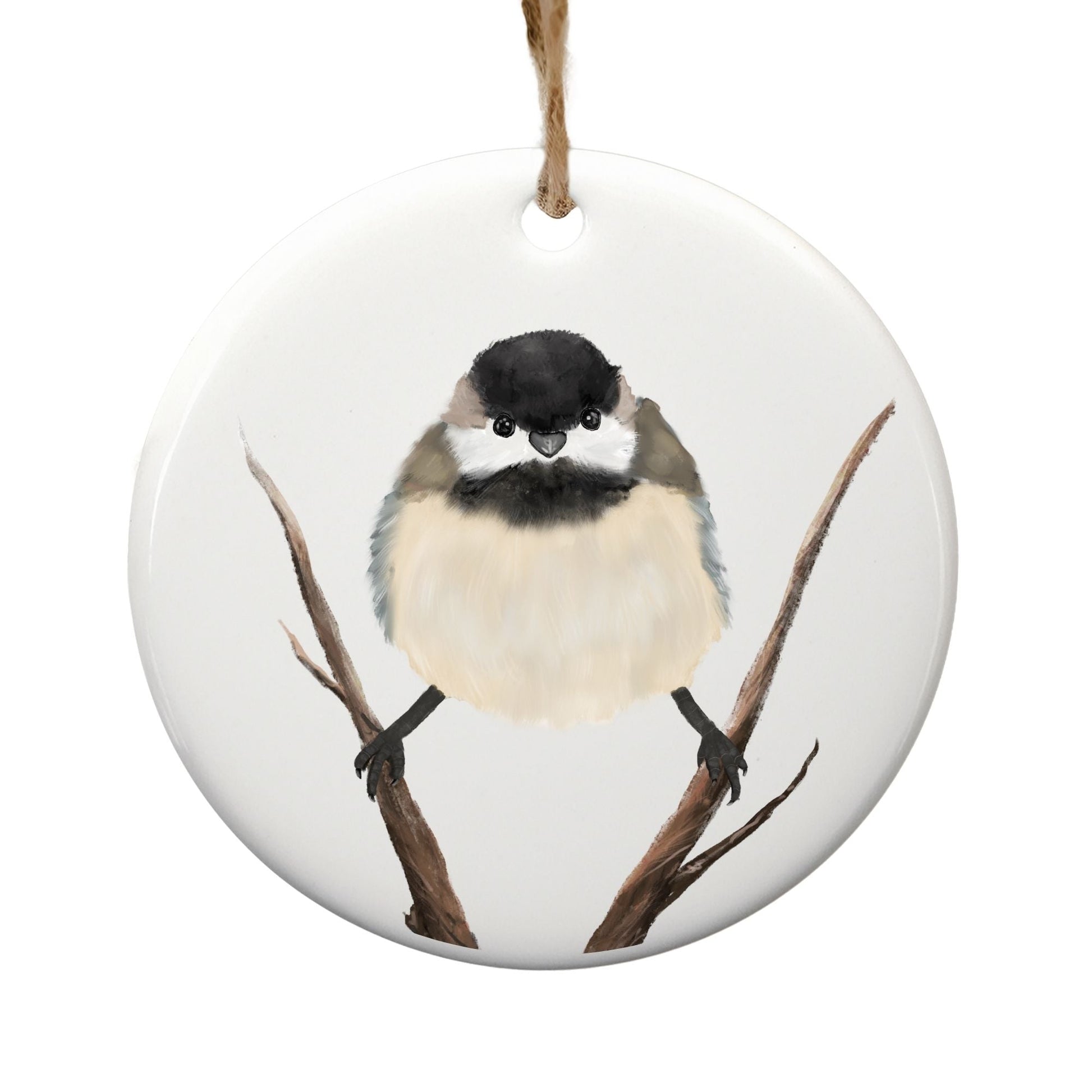 Chickadee Ceramic Ornament - MerikaArt