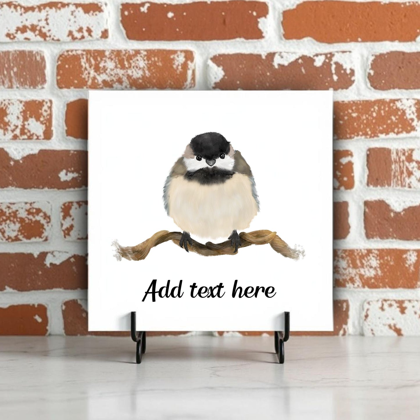 Chickadee Ceramic Tile – Handcrafted Bird Artwork - MerikaArt