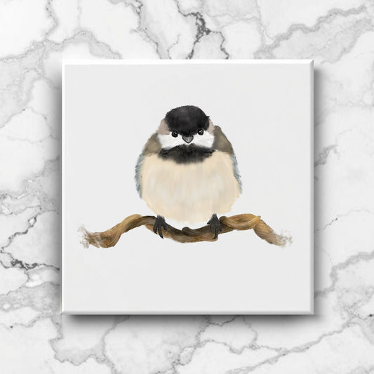 Chickadee Ceramic Tile – Handcrafted Bird Artwork - MerikaArt