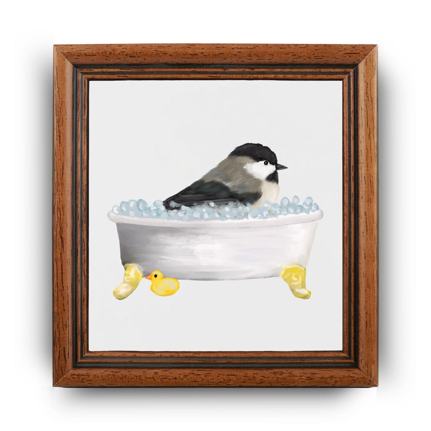 Chickadee in Bathtub Ceramic Tile – Handcrafted Bird Lover Decor - MerikaArt