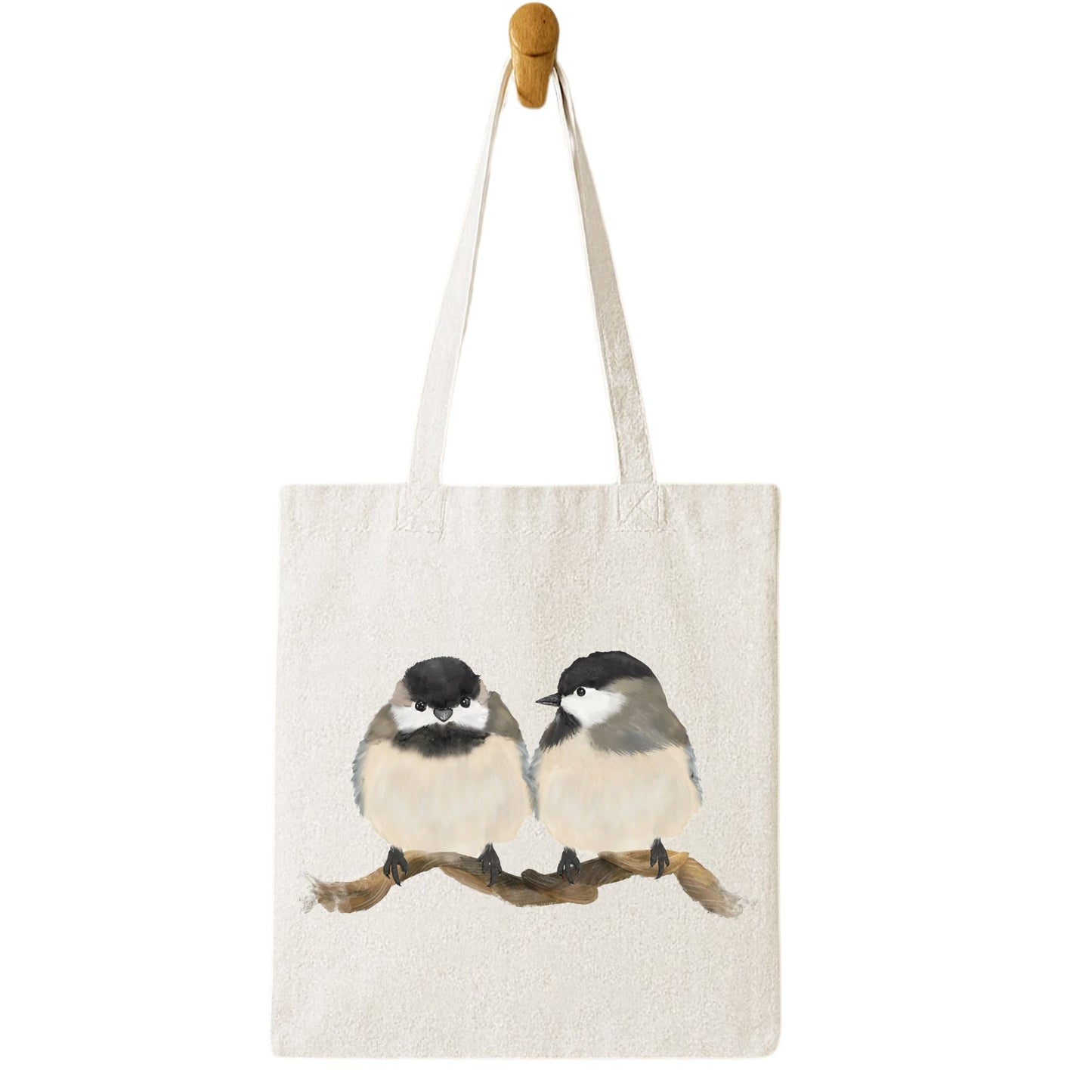 Chickadee Pair Canvas Tote Bag - MerikaArt