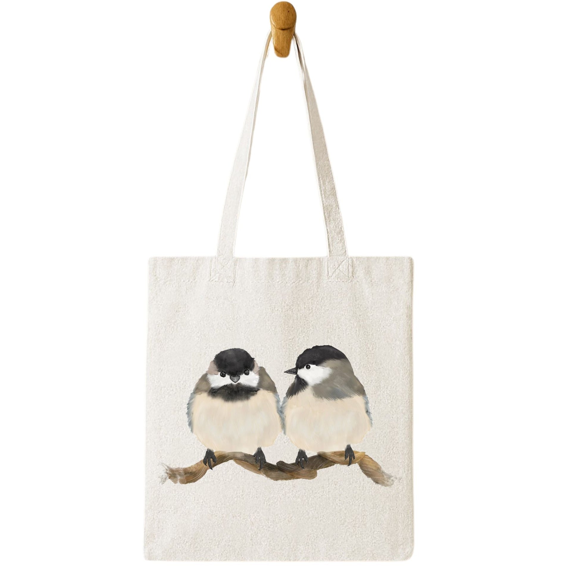 Chickadee Pair Canvas Tote Bag - MerikaArt