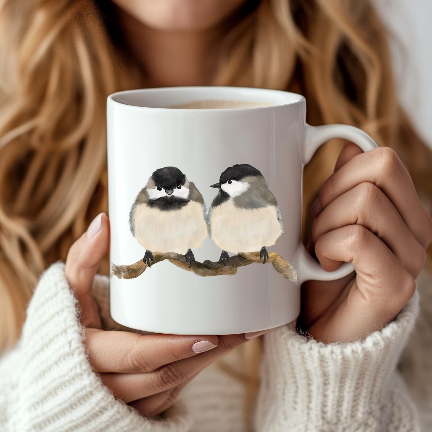 Chickadee Pair Ceramic Coffee Mug - MerikaArt