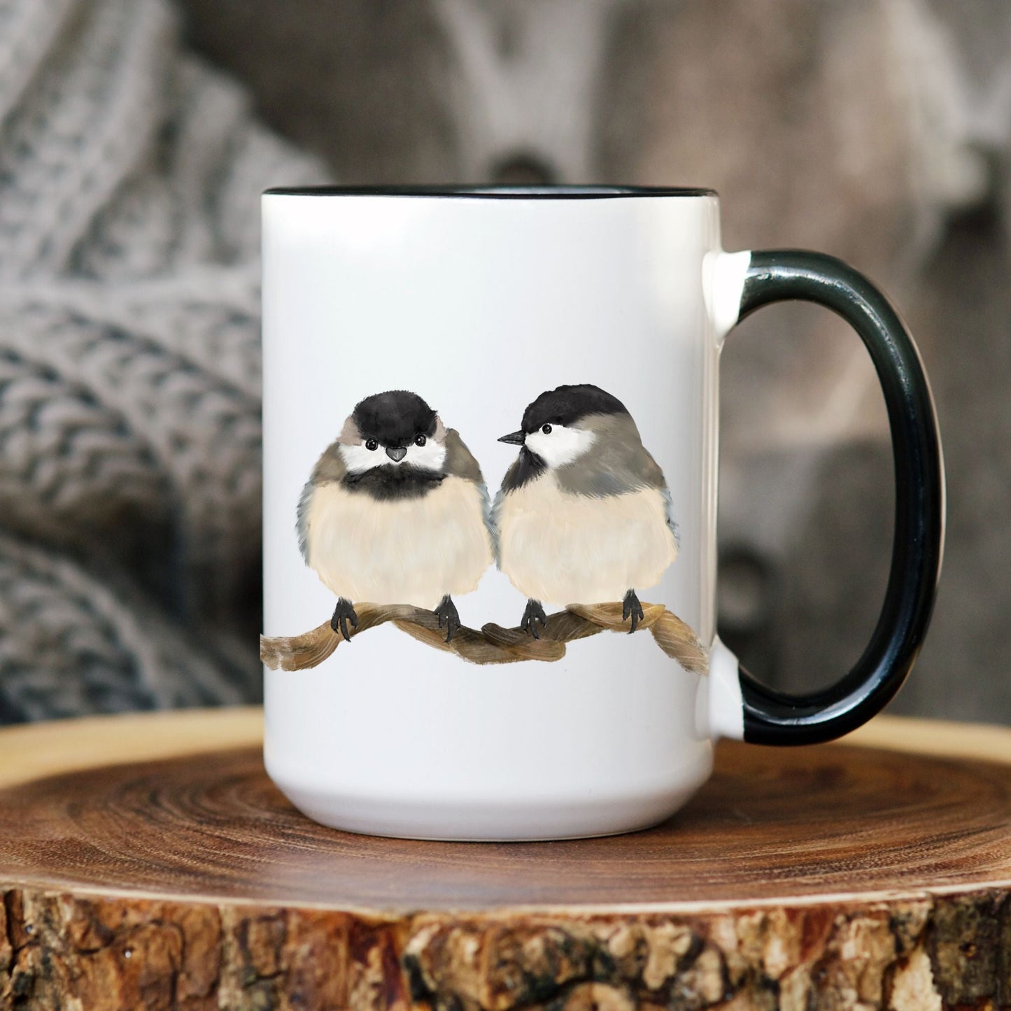 Chickadee Pair Ceramic Coffee Mug - MerikaArt