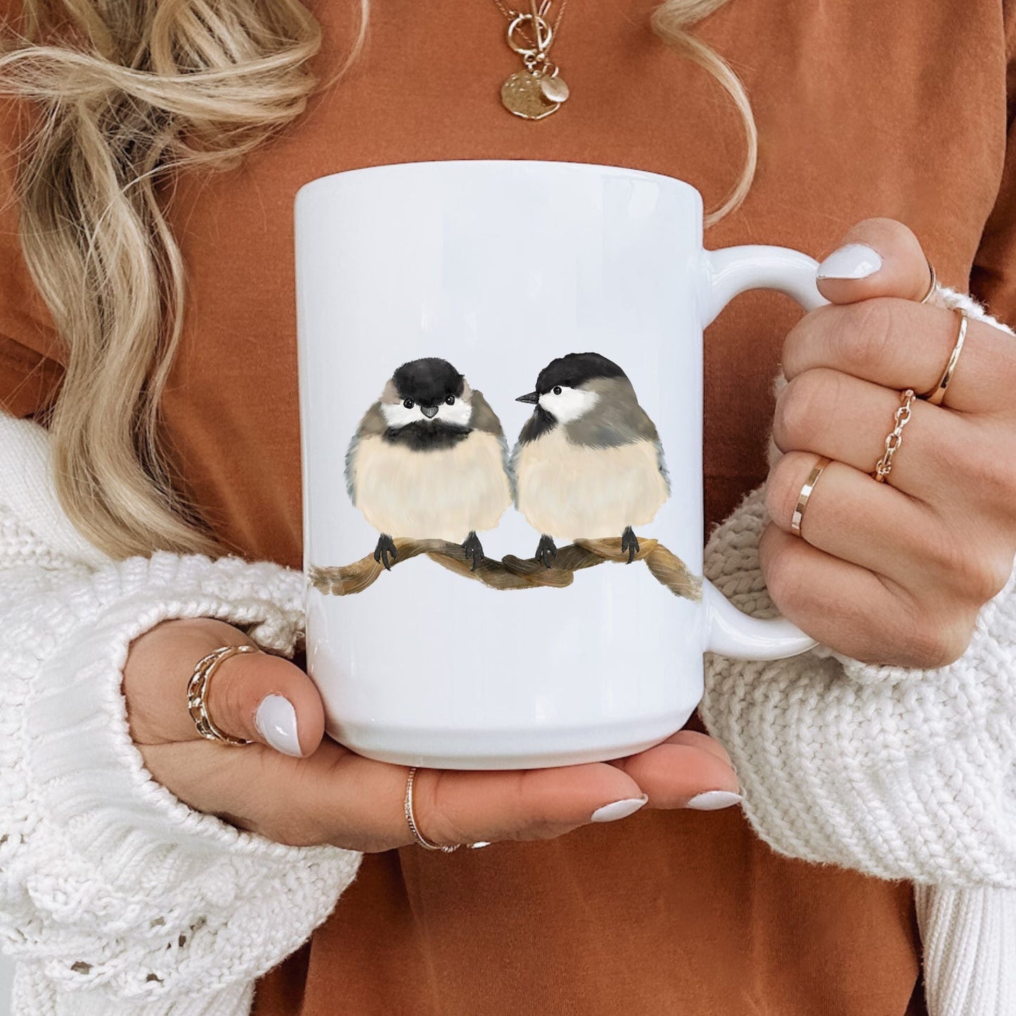 Chickadee Pair Ceramic Coffee Mug - MerikaArt