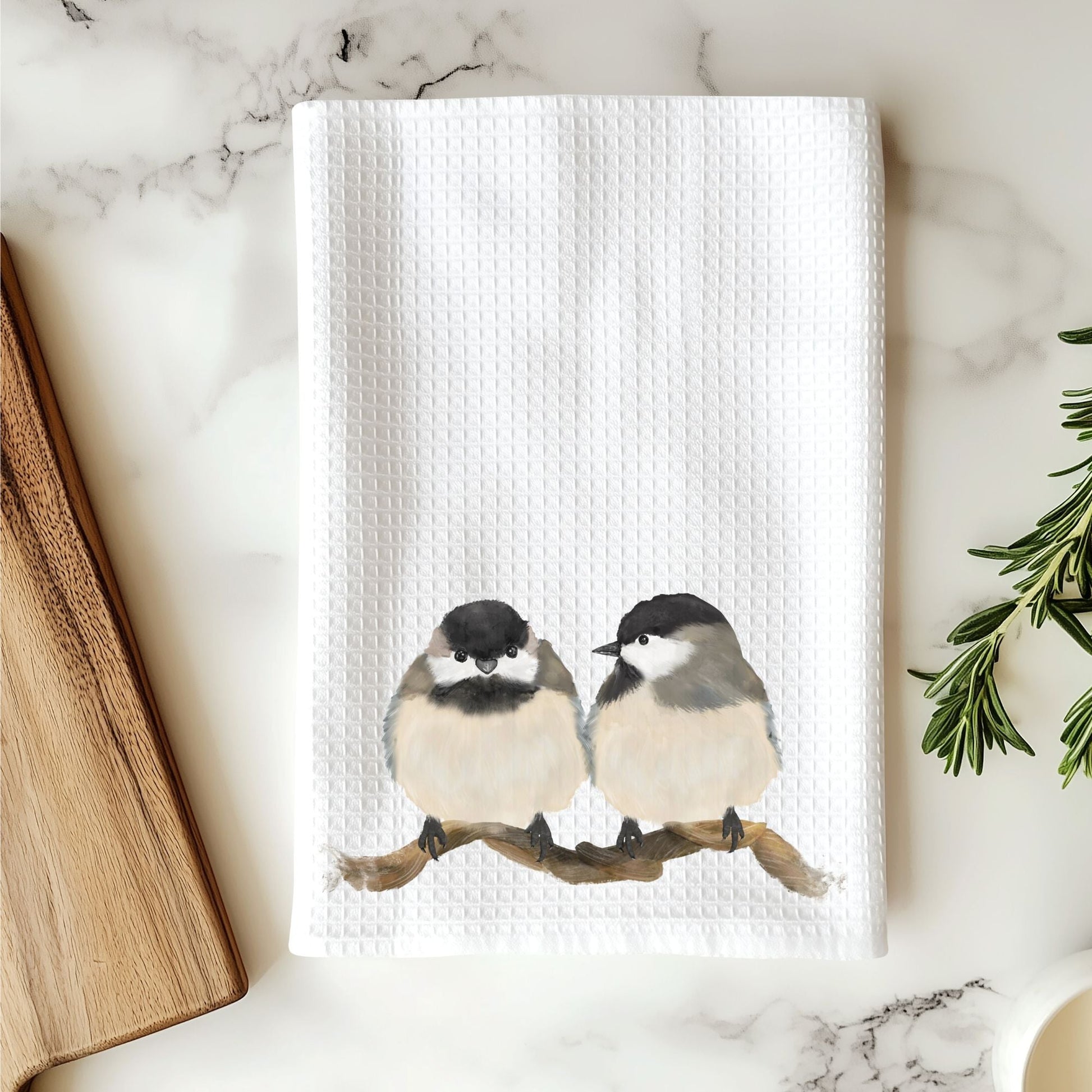 Chickadee Pair Kitchen Towel - MerikaArt