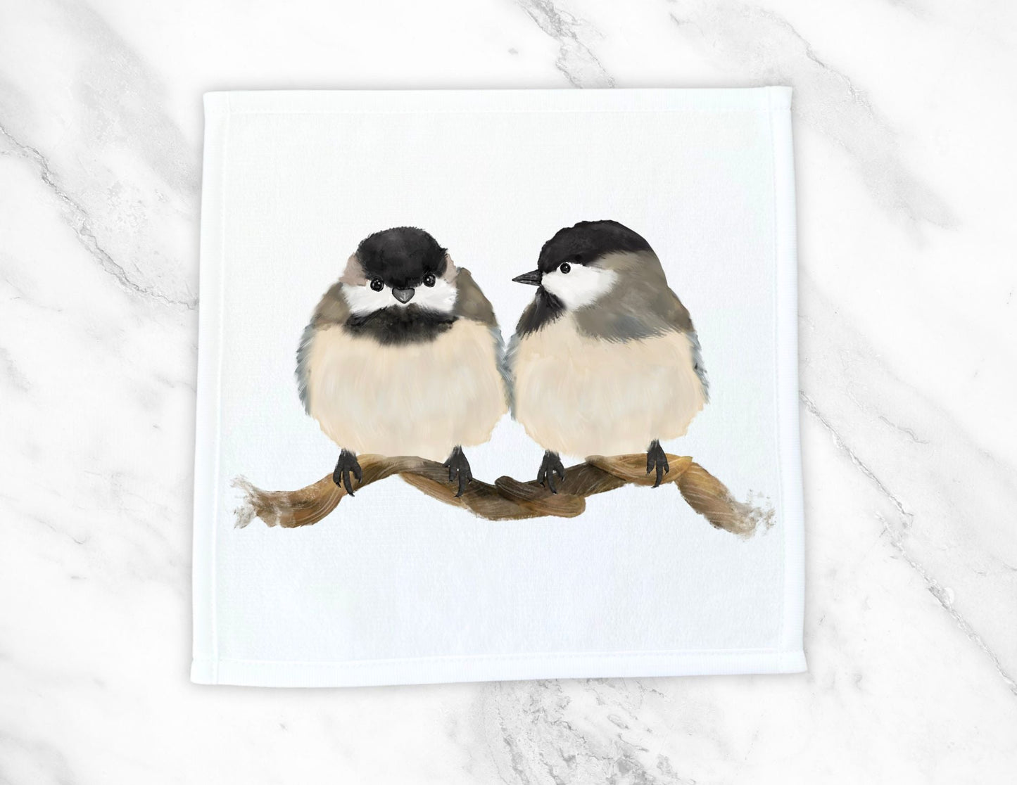 Chickadee Pair Washcloth – A Charming Gift for Bird Enthusiasts - MerikaArt