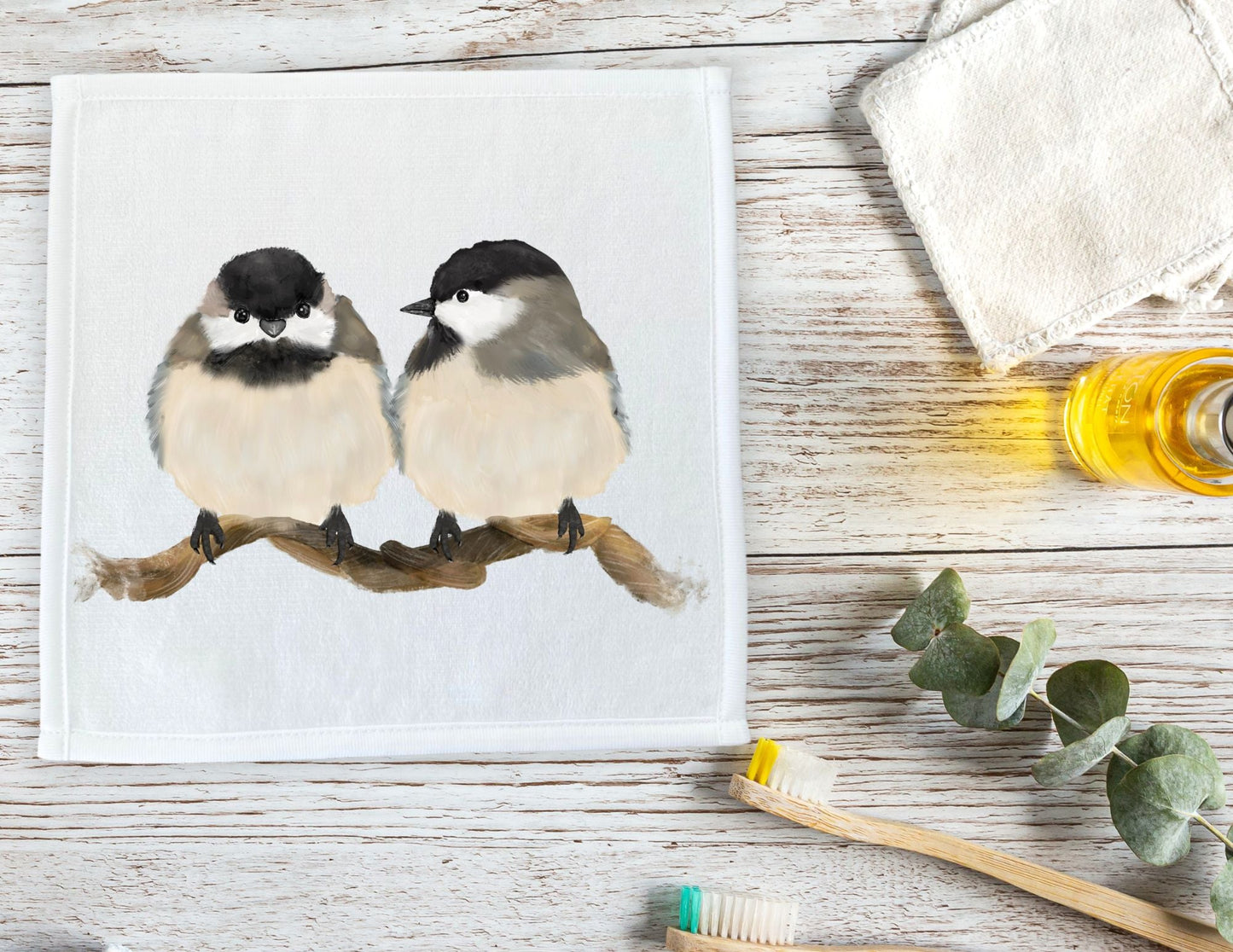 Chickadee Pair Washcloth – A Charming Gift for Bird Enthusiasts - MerikaArt