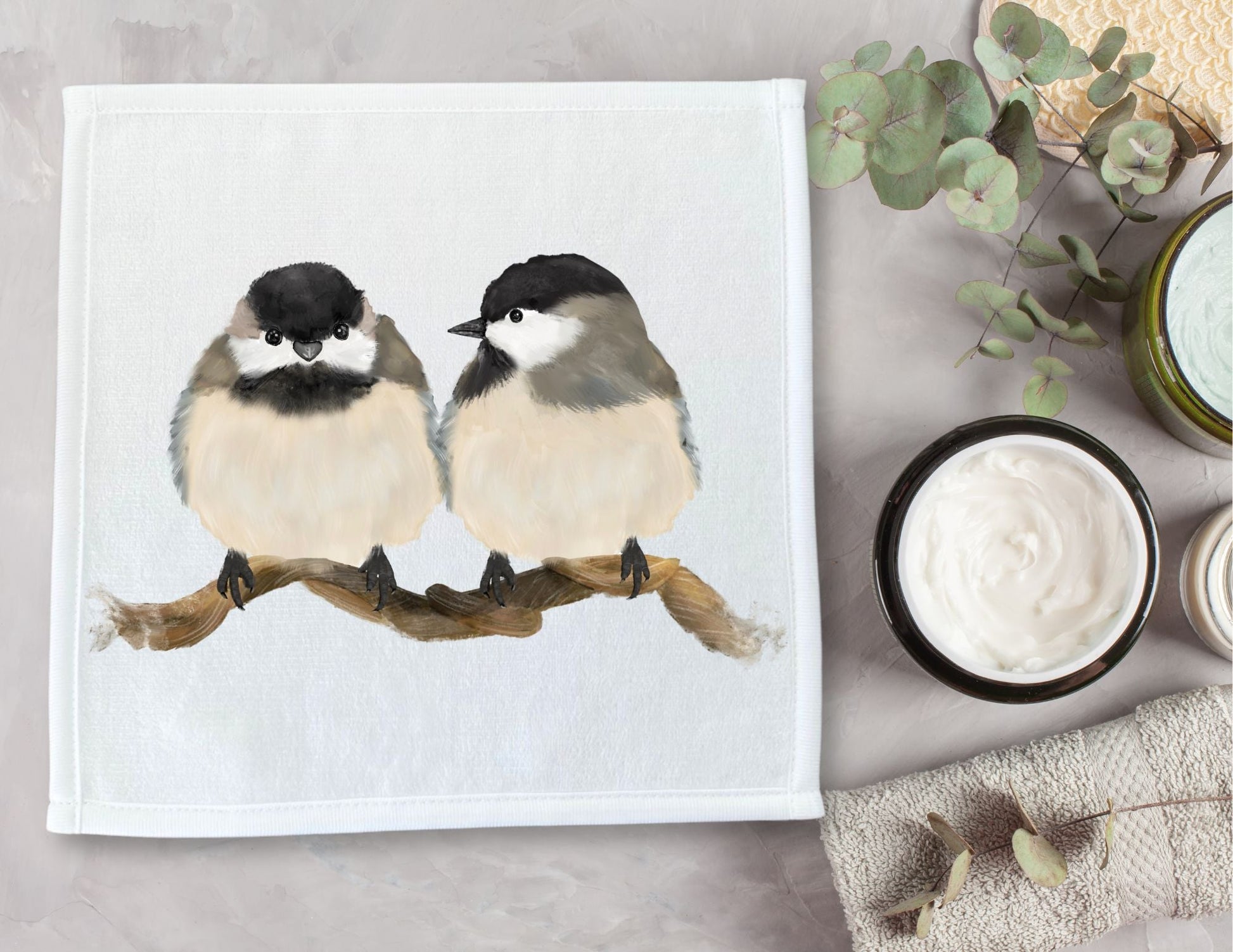 Chickadee Pair Washcloth – A Charming Gift for Bird Enthusiasts - MerikaArt